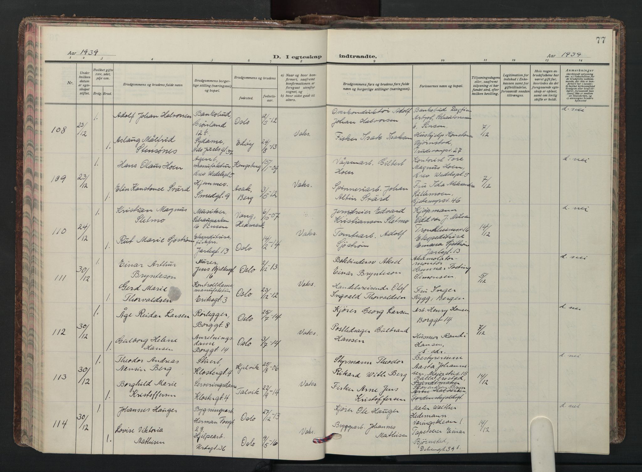 Grønland prestekontor Kirkebøker, AV/SAO-A-10848/F/Fa/L0020: Ministerialbok nr. 20, 1935-1946, s. 77