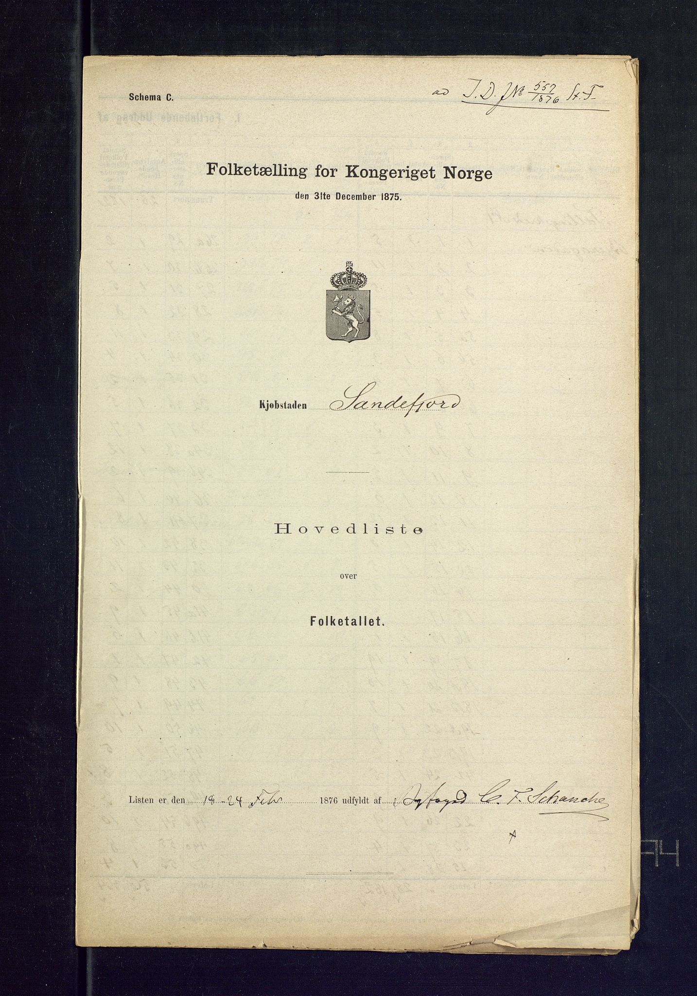 SAKO, Folketelling 1875 for 0706B Sandeherred prestegjeld, Sandefjord kjøpstad, 1875, s. 2