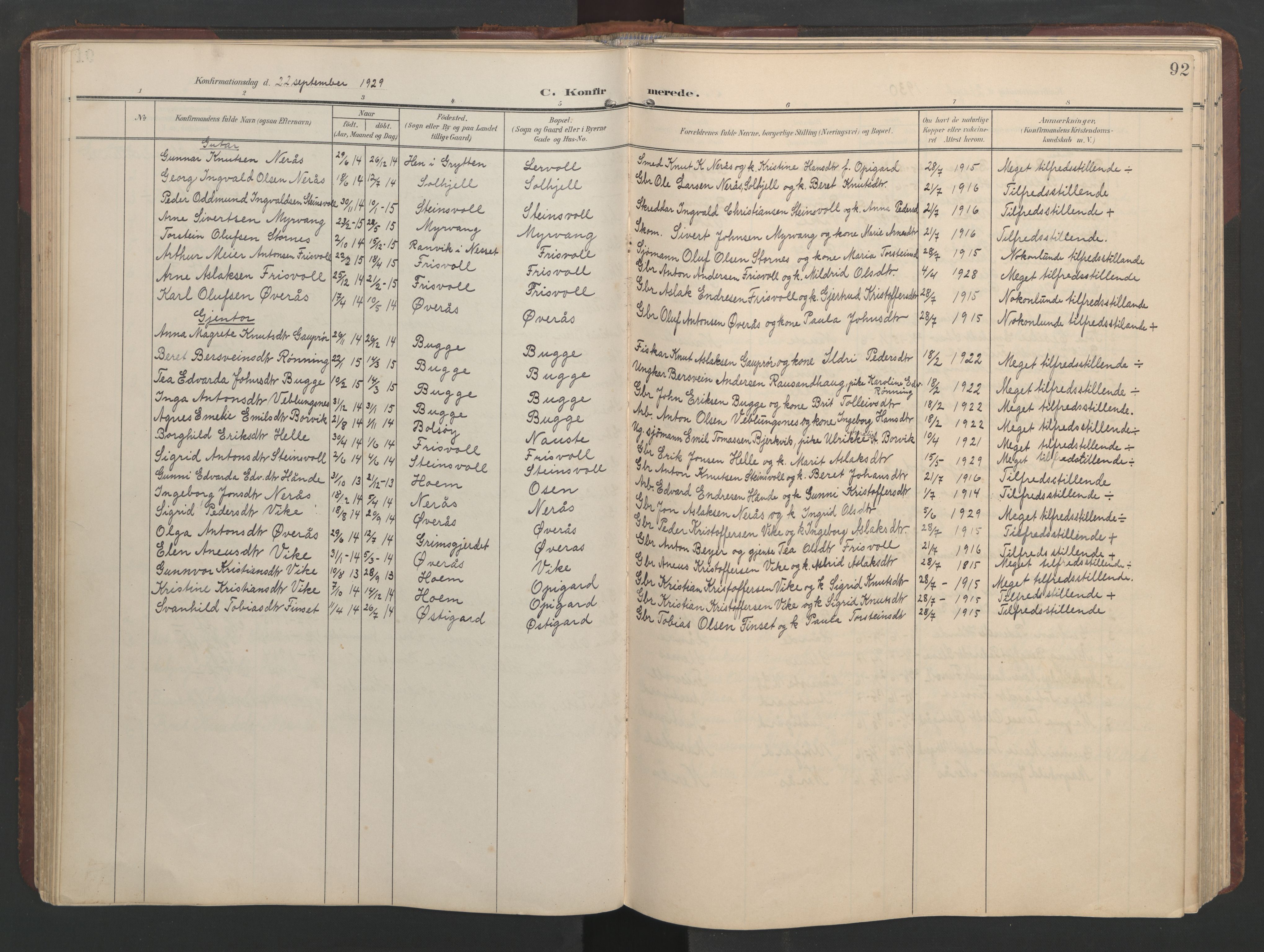 Ministerialprotokoller, klokkerbøker og fødselsregistre - Møre og Romsdal, AV/SAT-A-1454/552/L0639: Klokkerbok nr. 552C02, 1903-1960, s. 92