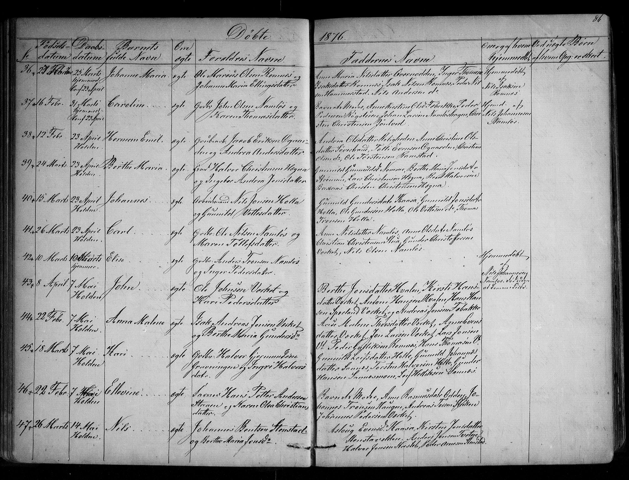 Holla kirkebøker, AV/SAKO-A-272/G/Ga/L0004: Klokkerbok nr. I 4, 1867-1890, s. 86