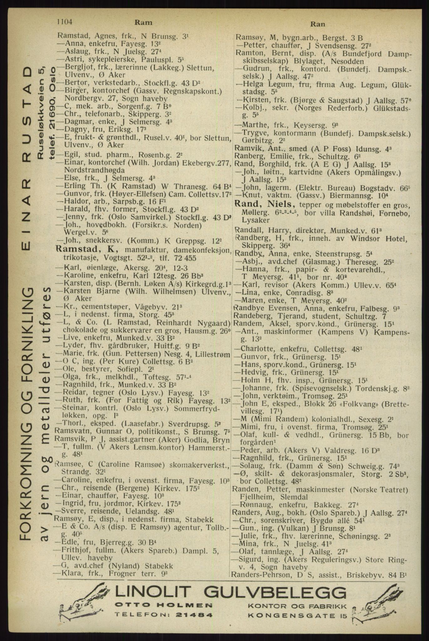 Kristiania/Oslo adressebok, PUBL/-, 1933, s. 1104
