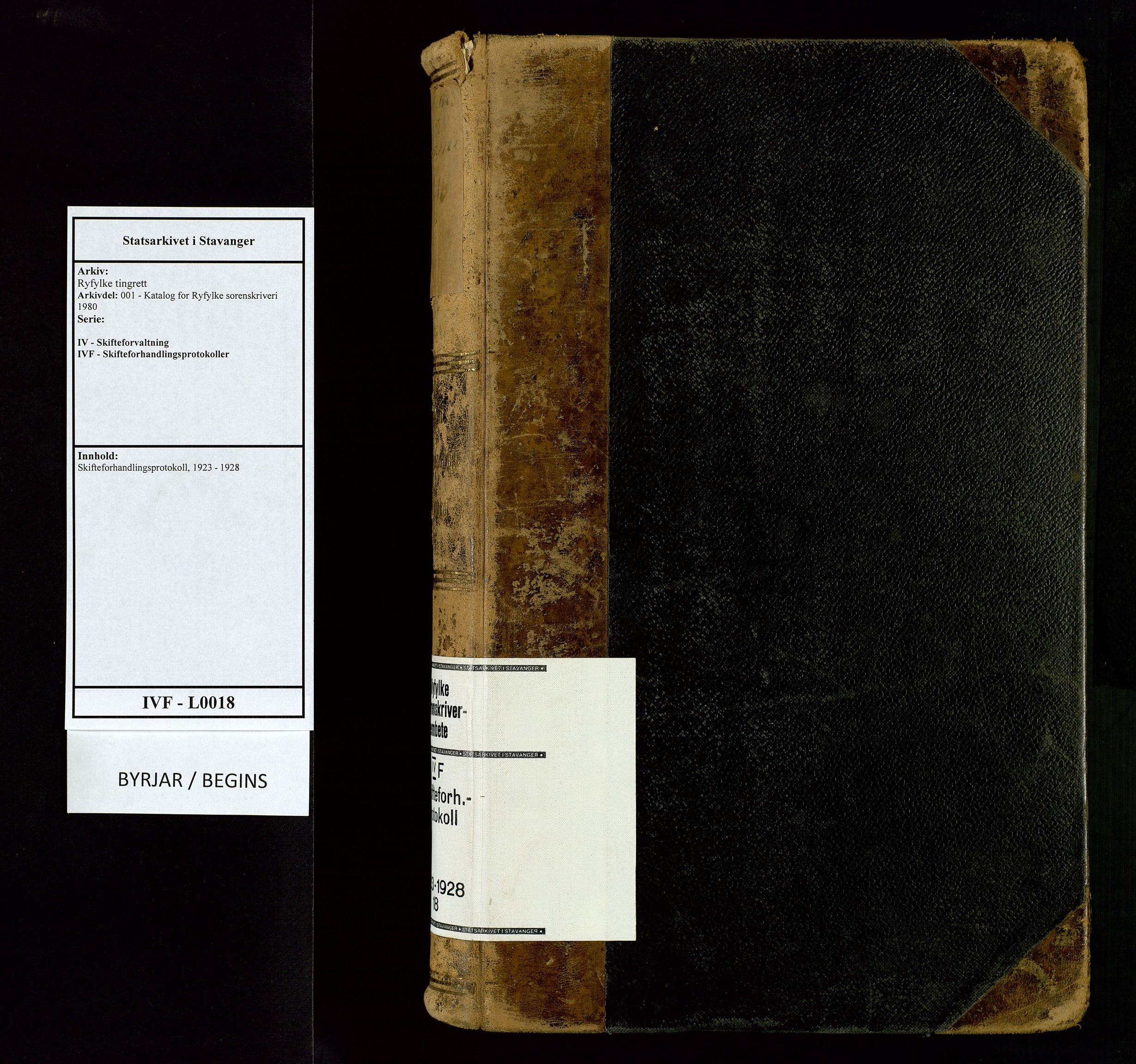 Ryfylke tingrett, AV/SAST-A-100055/001/IV/IVF/L0018: Skifteforhandlingsprotokoll, 1923-1928
