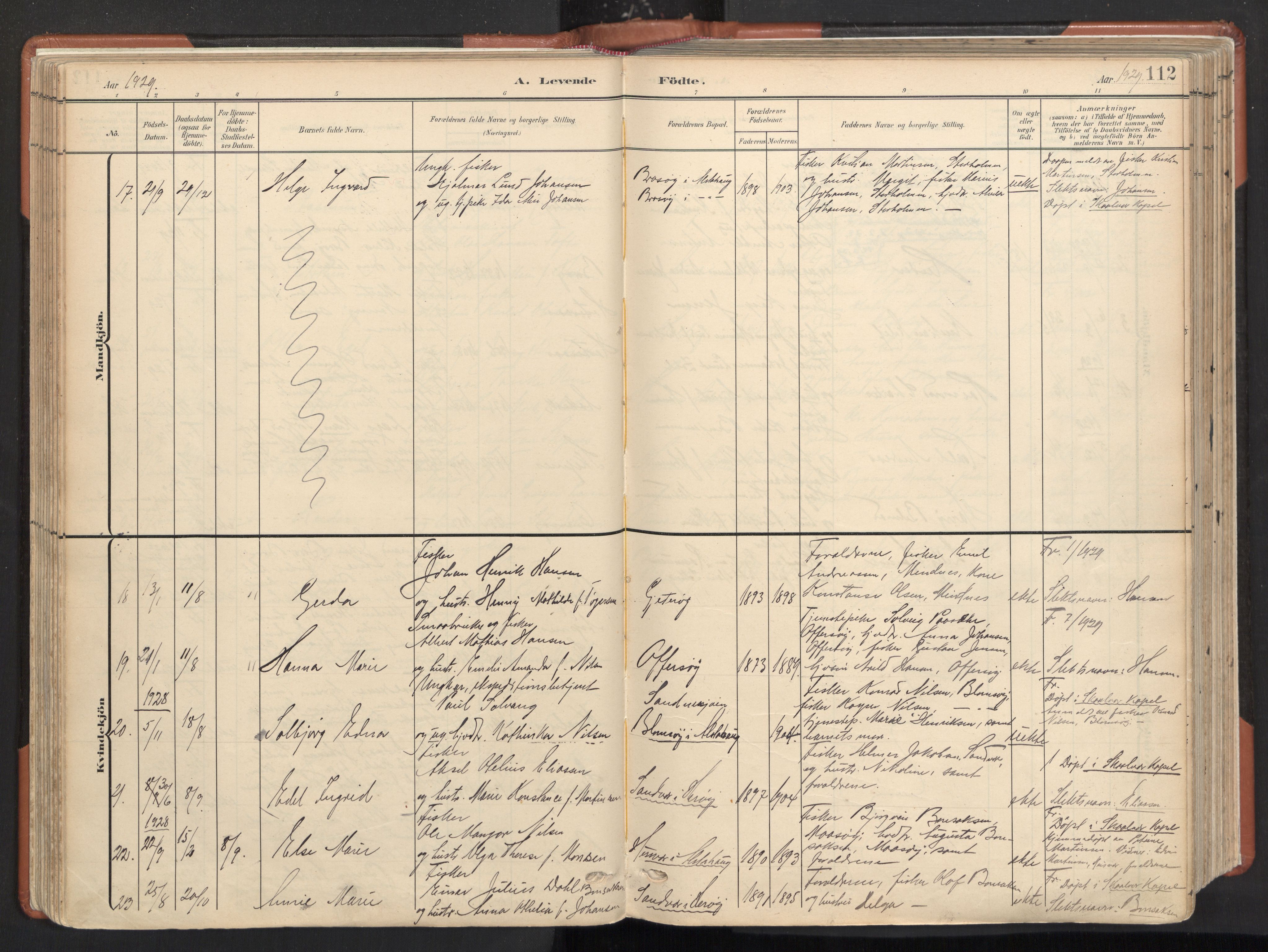 Ministerialprotokoller, klokkerbøker og fødselsregistre - Nordland, AV/SAT-A-1459/817/L0265: Ministerialbok nr. 817A05, 1908-1944, s. 112