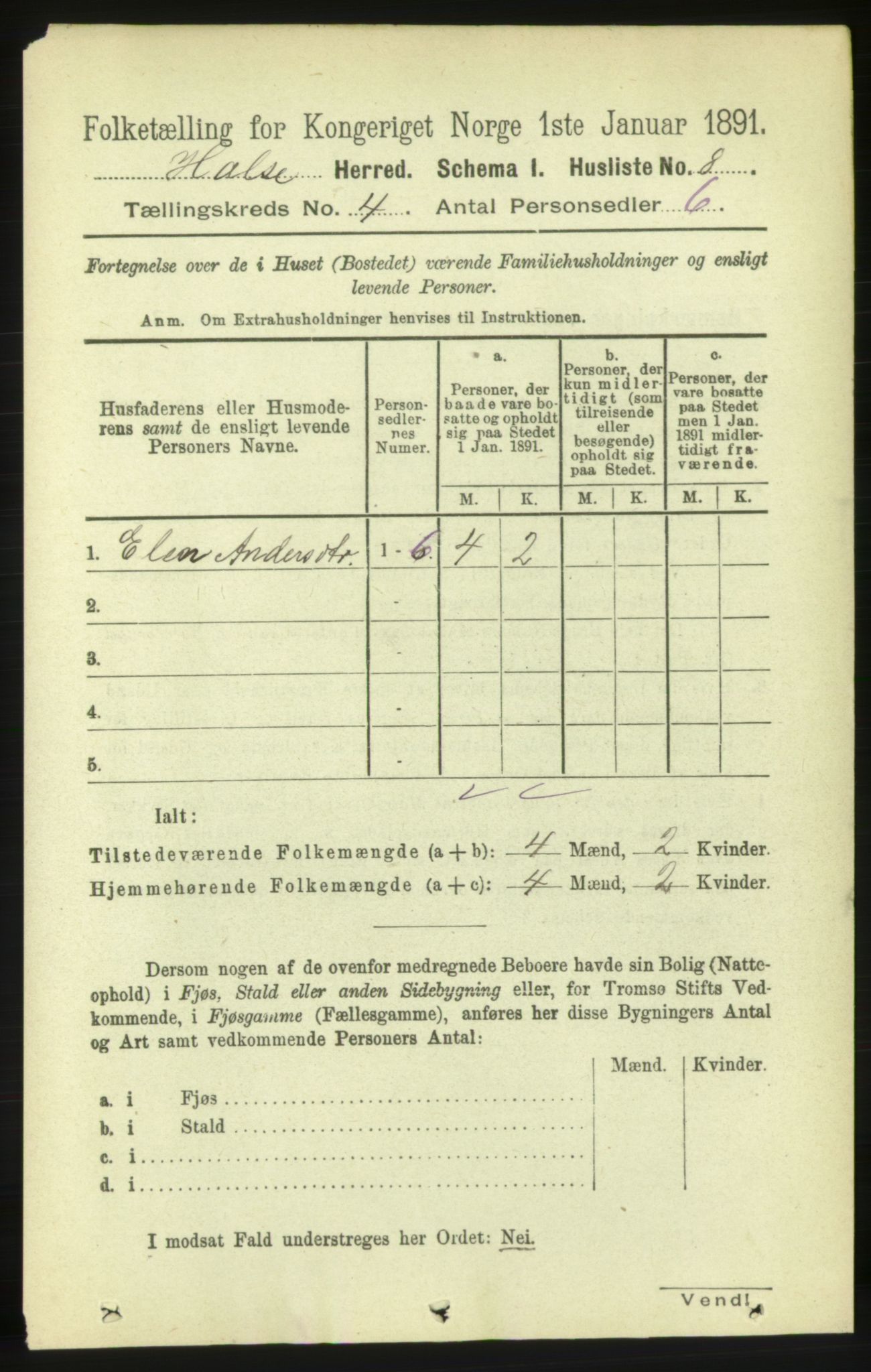 RA, Folketelling 1891 for 1571 Halsa herred, 1891, s. 945