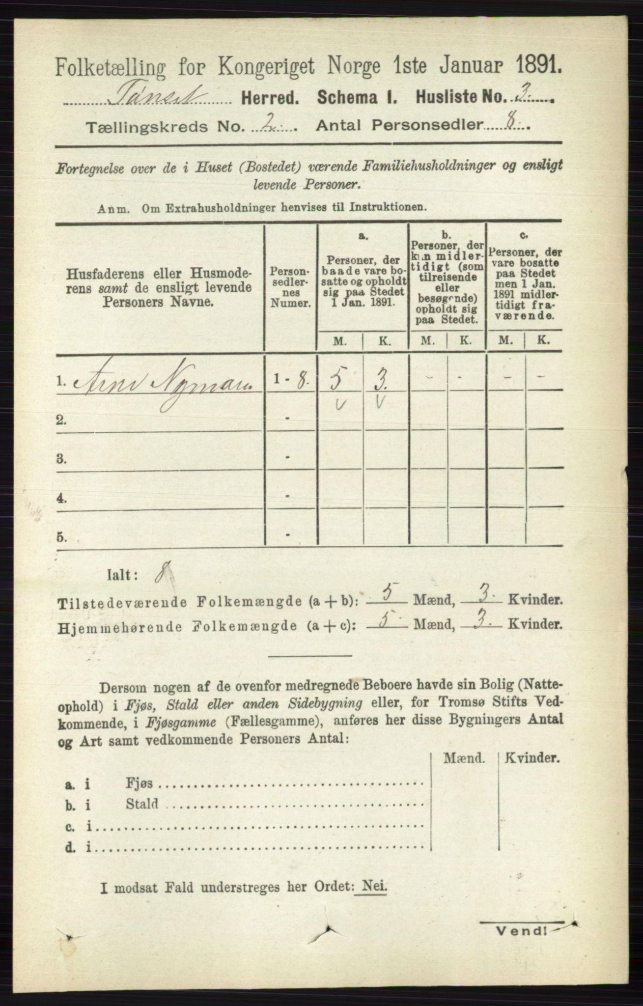 RA, Folketelling 1891 for 0437 Tynset herred, 1891, s. 297