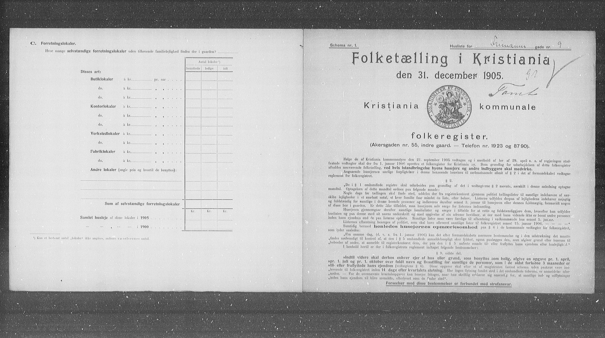 OBA, Kommunal folketelling 31.12.1905 for Kristiania kjøpstad, 1905, s. 13885