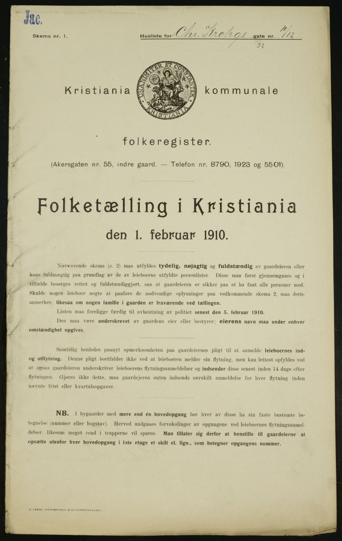 OBA, Kommunal folketelling 1.2.1910 for Kristiania, 1910, s. 11253