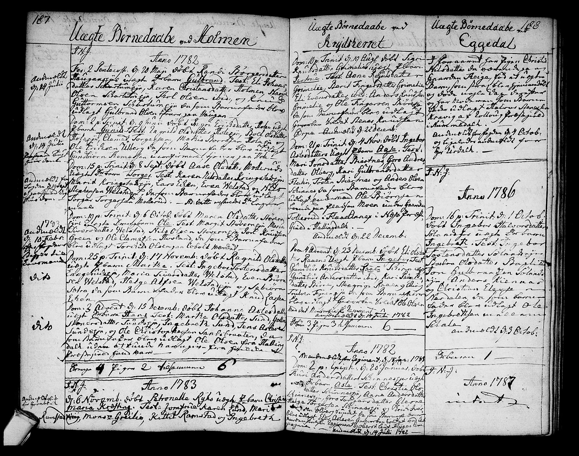 Sigdal kirkebøker, AV/SAKO-A-245/F/Fa/L0002: Ministerialbok nr. I 2, 1778-1792, s. 187-188