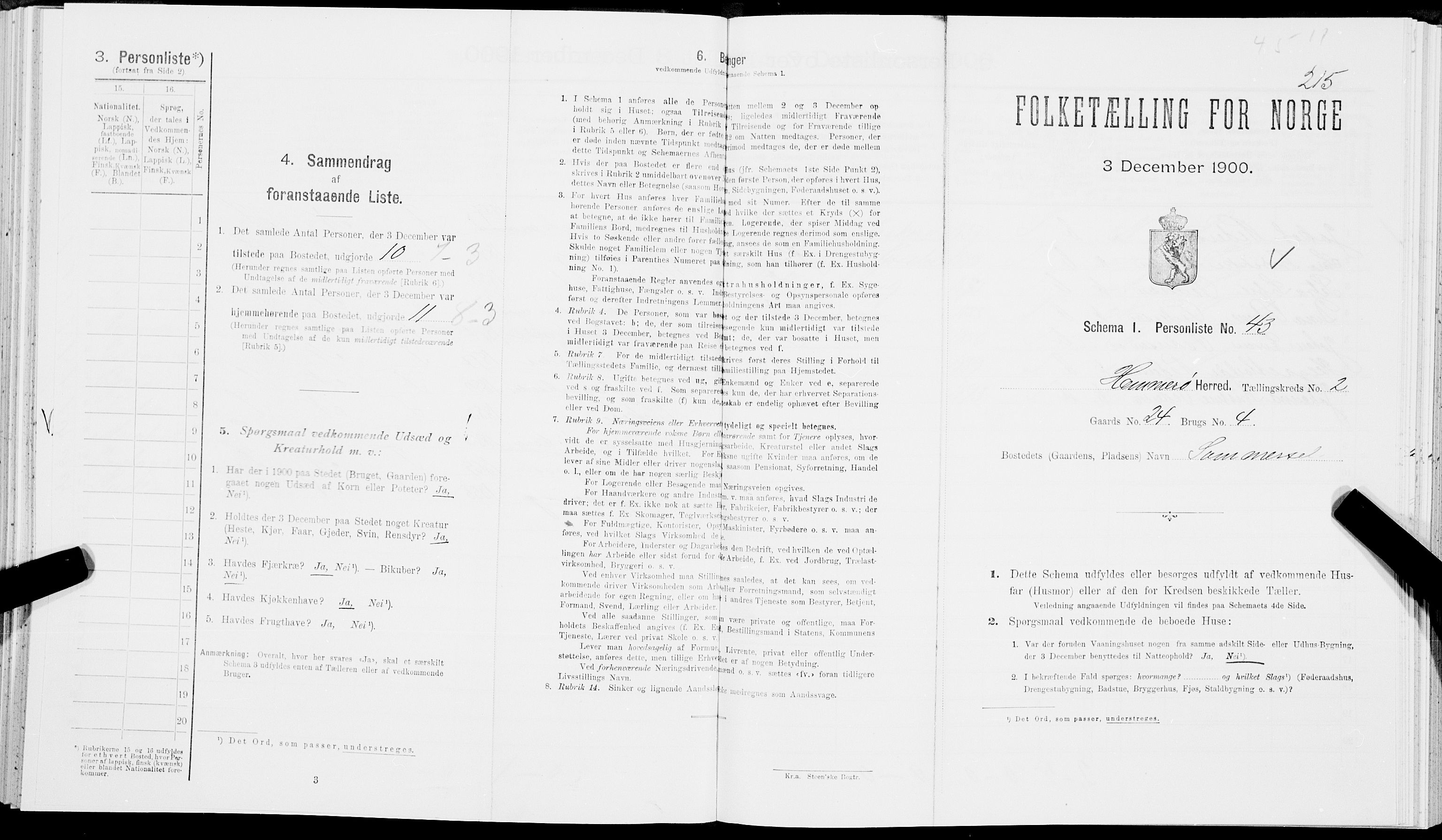 SAT, Folketelling 1900 for 1849 Hamarøy herred, 1900, s. 232