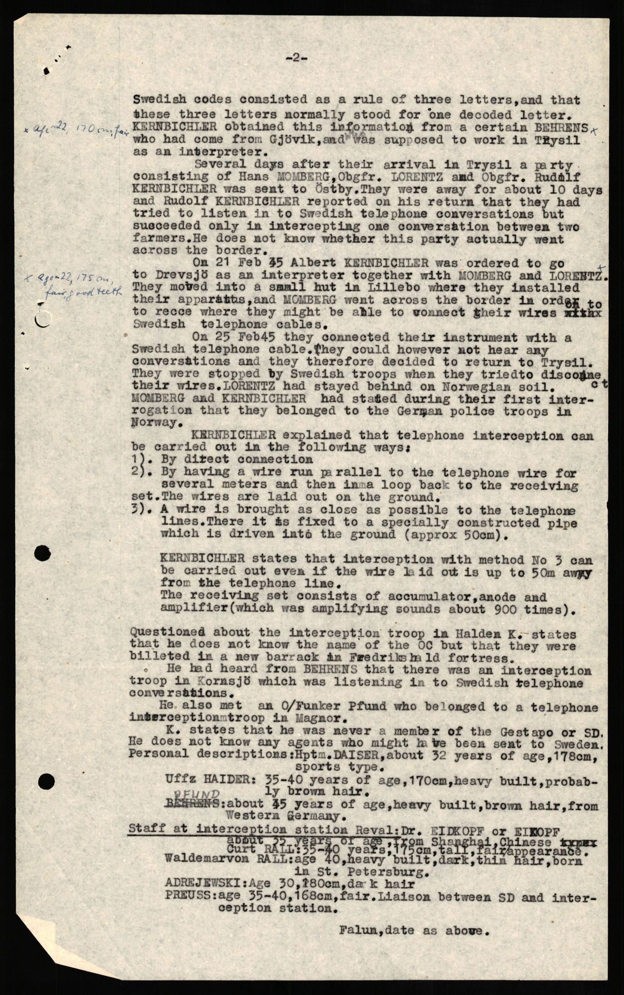 Forsvaret, Forsvarets overkommando II, AV/RA-RAFA-3915/D/Db/L0016: CI Questionaires. Tyske okkupasjonsstyrker i Norge. Tyskere., 1945-1946, s. 398