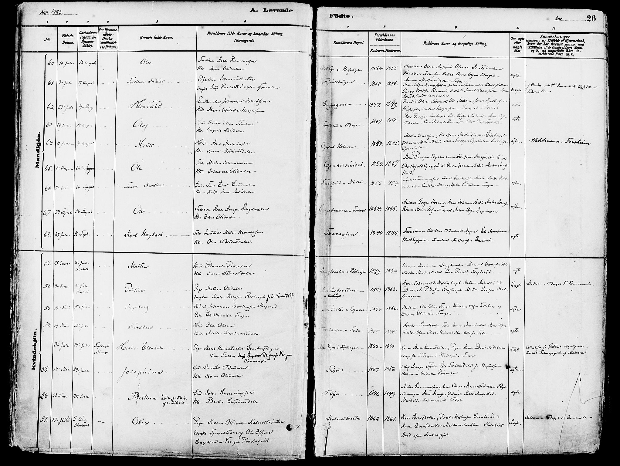 Grue prestekontor, AV/SAH-PREST-036/H/Ha/Haa/L0012: Ministerialbok nr. 12, 1881-1897, s. 26