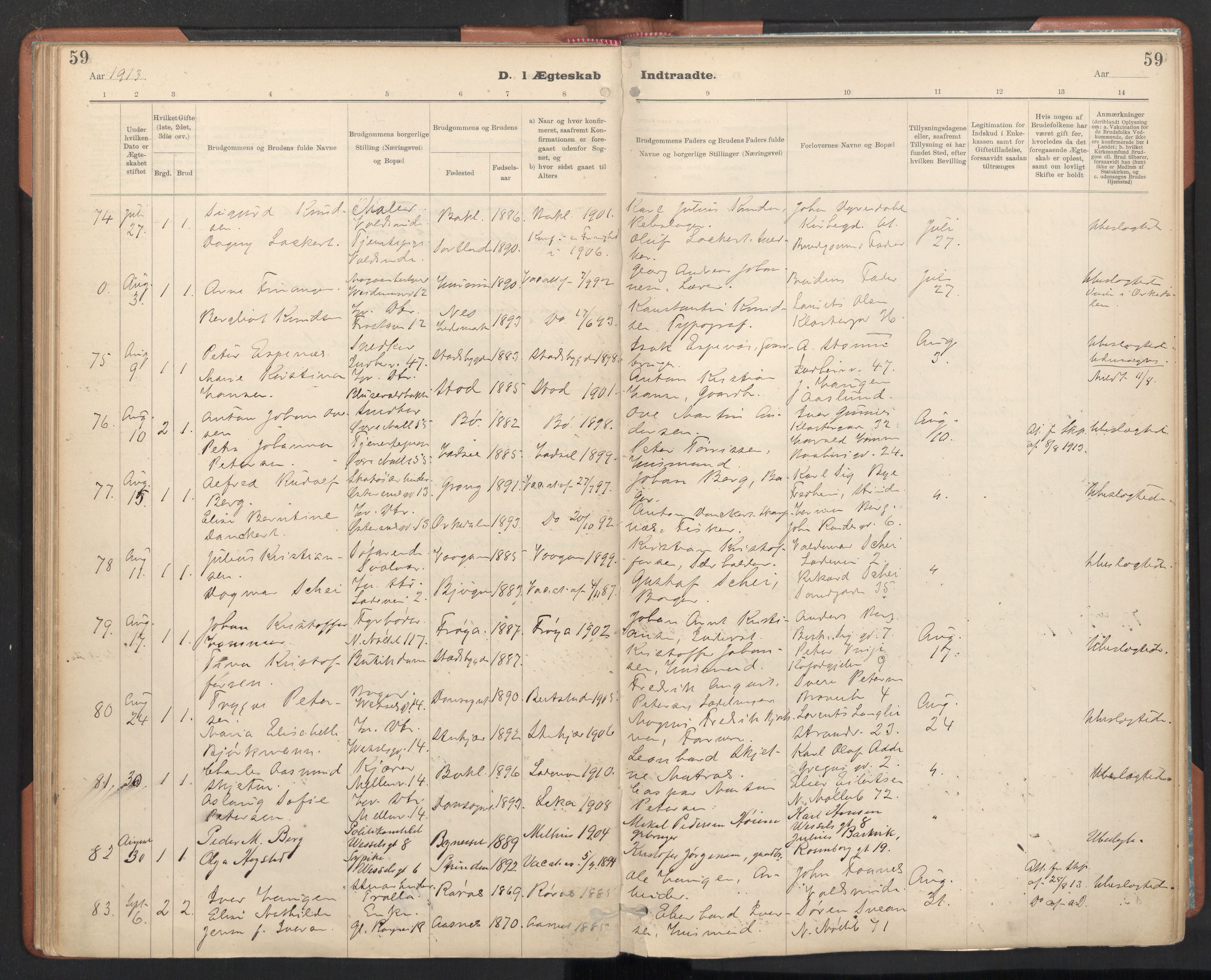 Ministerialprotokoller, klokkerbøker og fødselsregistre - Sør-Trøndelag, AV/SAT-A-1456/605/L0244: Ministerialbok nr. 605A06, 1908-1954, s. 59