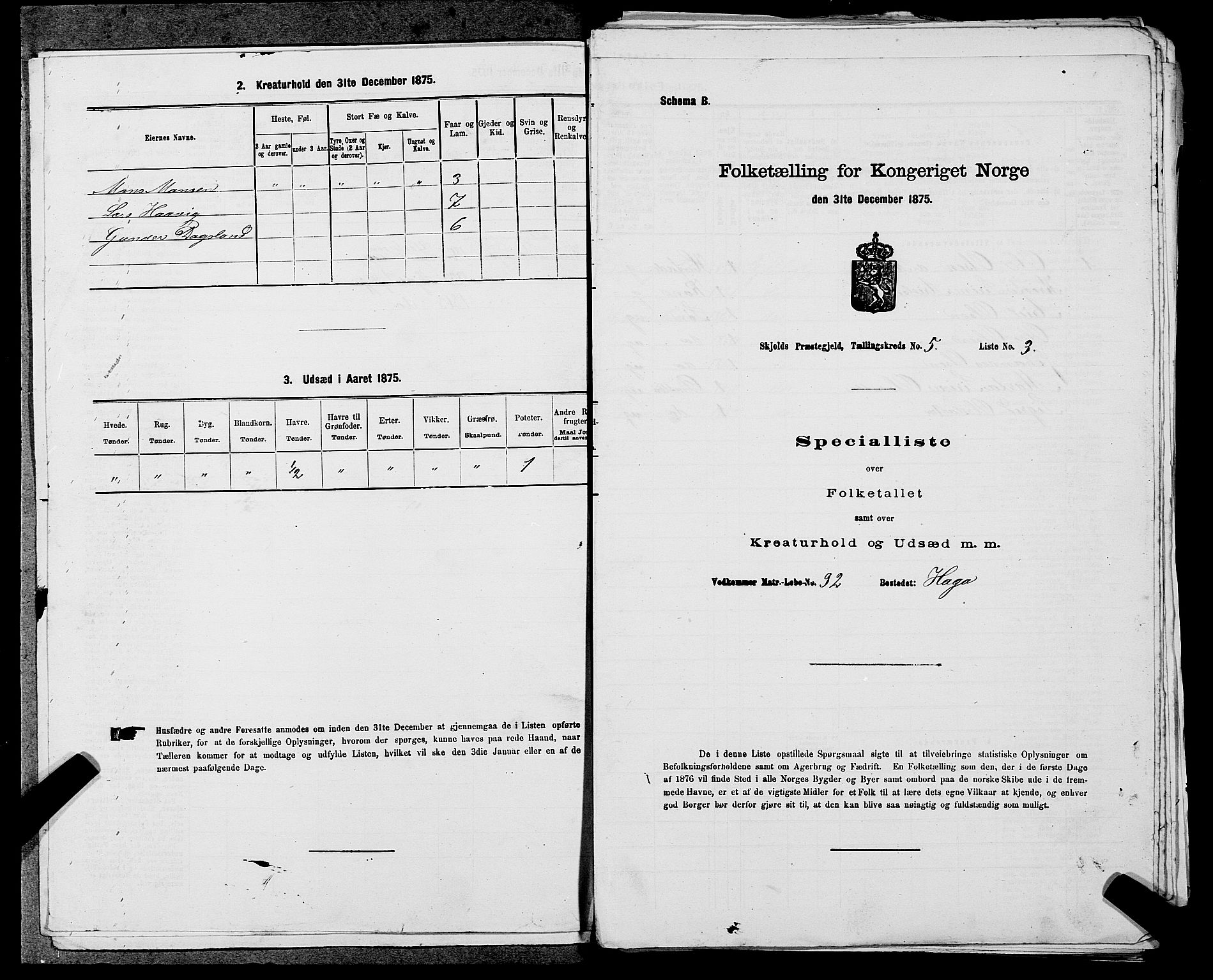 SAST, Folketelling 1875 for 1154P Skjold prestegjeld, 1875, s. 389