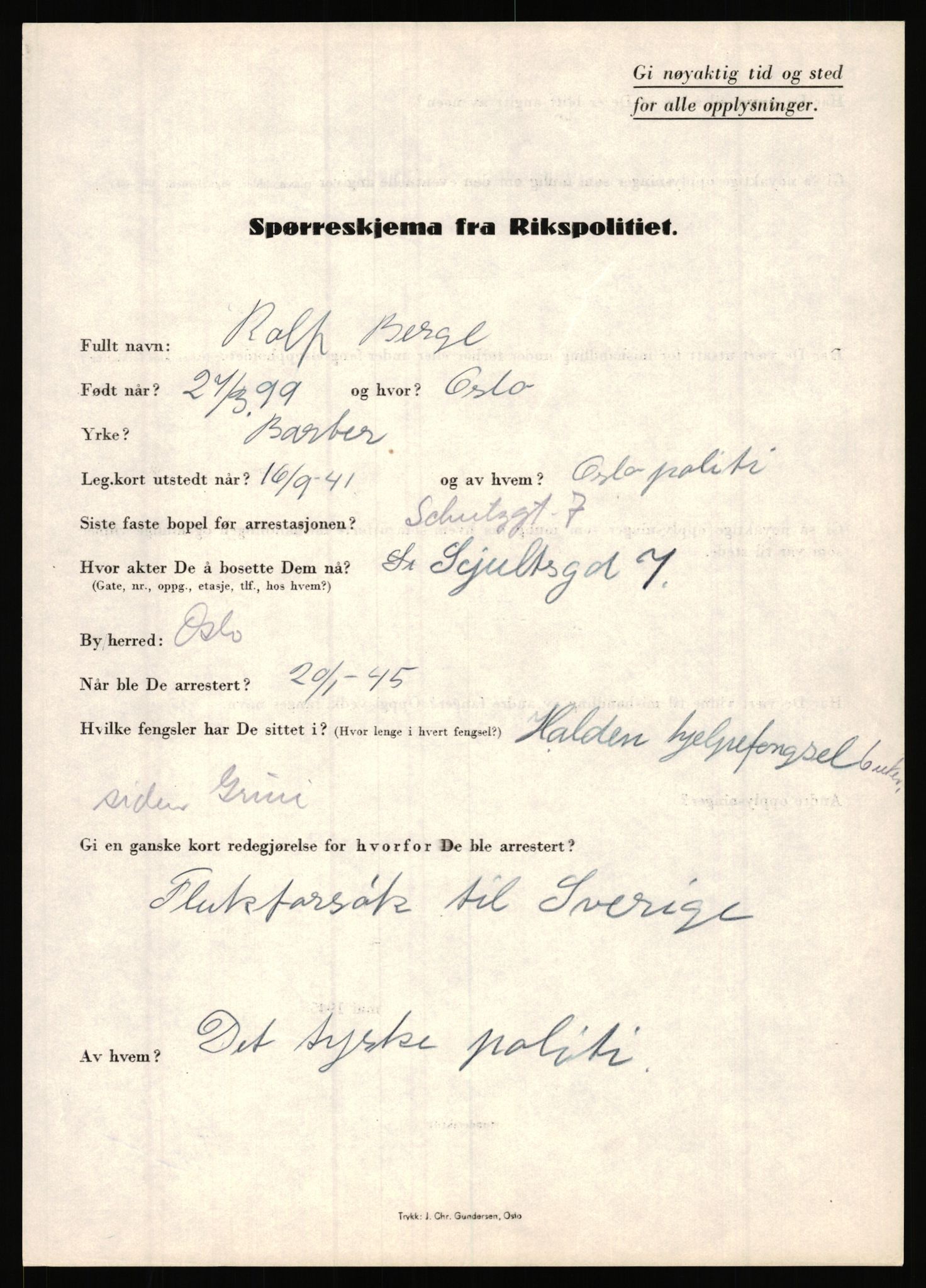 Rikspolitisjefen, AV/RA-S-1560/L/L0002: Berg, Alf - Bråthen, Thorleif, 1940-1945, s. 157