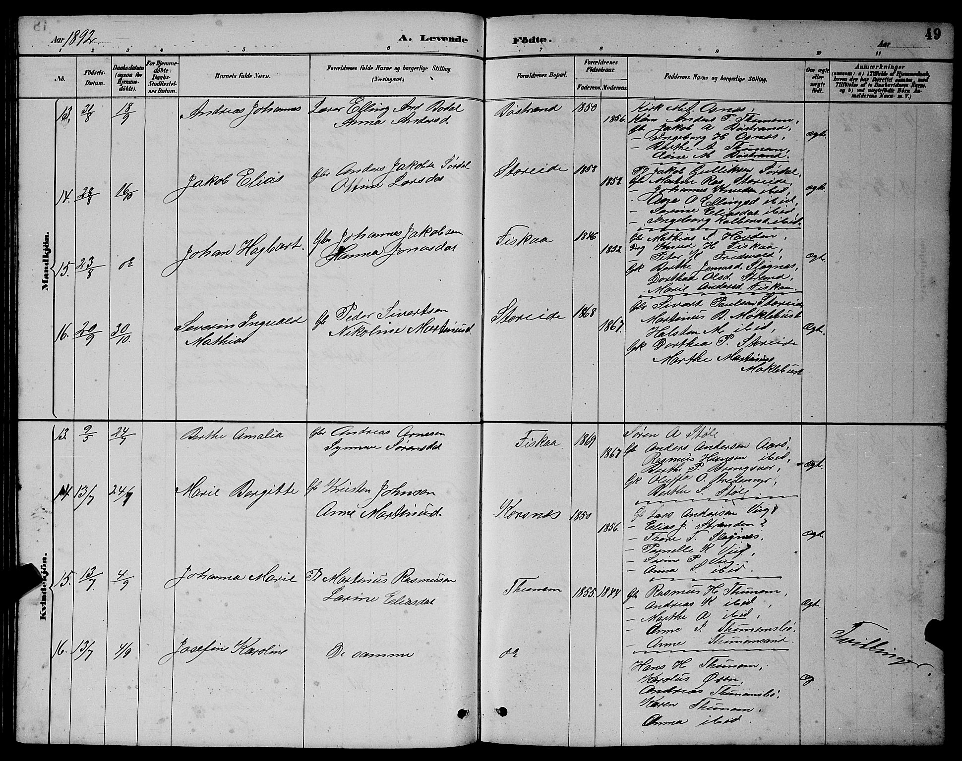 Ministerialprotokoller, klokkerbøker og fødselsregistre - Møre og Romsdal, AV/SAT-A-1454/501/L0017: Klokkerbok nr. 501C03, 1885-1901, s. 49