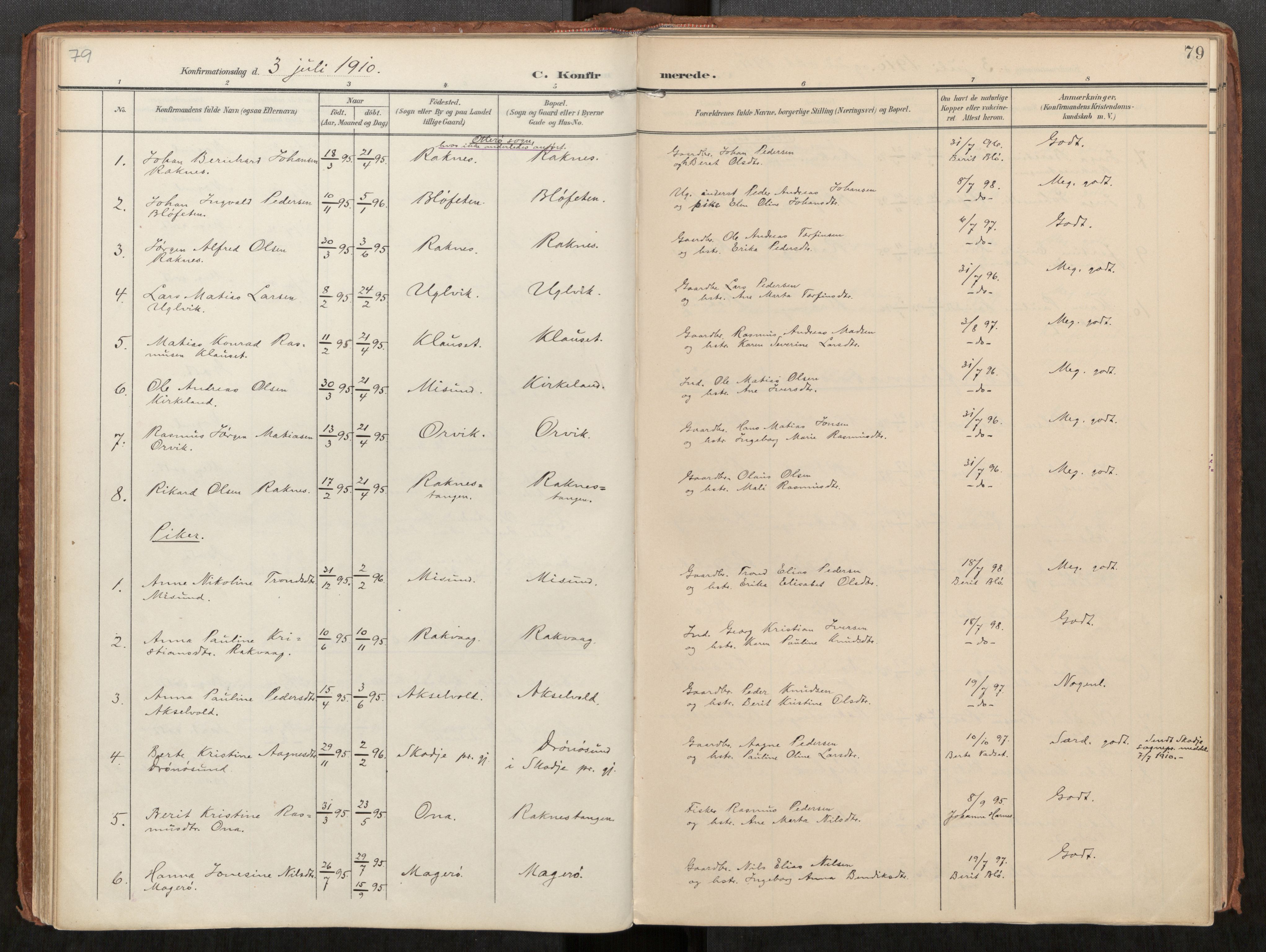 Ministerialprotokoller, klokkerbøker og fødselsregistre - Møre og Romsdal, AV/SAT-A-1454/563/L0740: Ministerialbok nr. 563A02, 1903-1923, s. 79