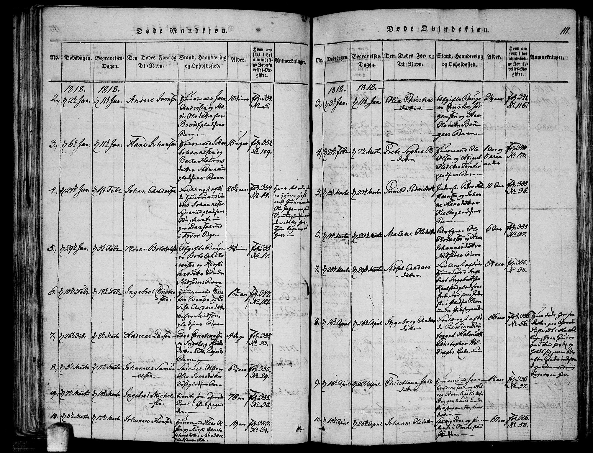 Kråkstad prestekontor Kirkebøker, SAO/A-10125a/F/Fa/L0003: Ministerialbok nr. I 3, 1813-1824, s. 111