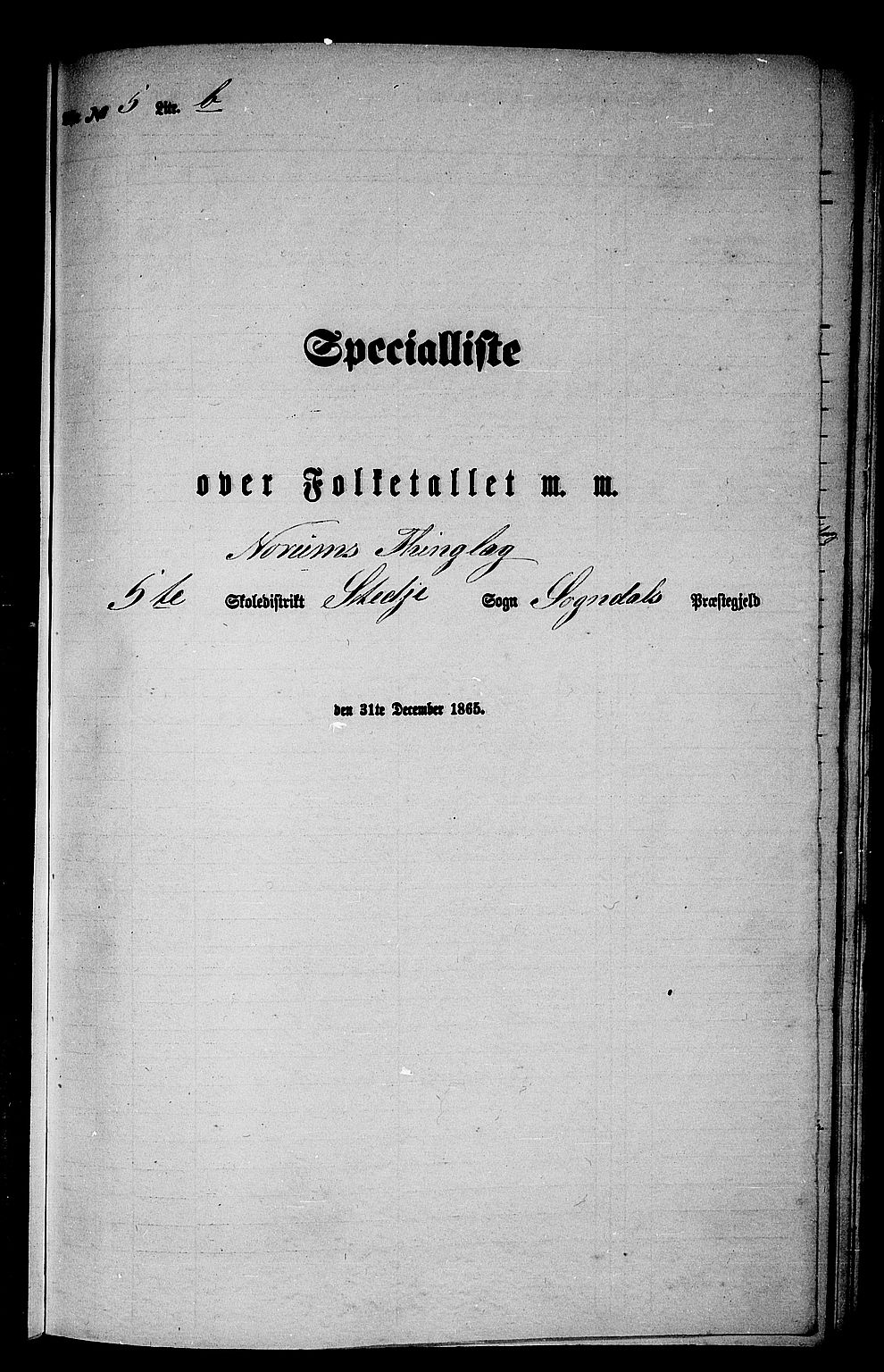 RA, Folketelling 1865 for 1420P Sogndal prestegjeld, 1865, s. 98
