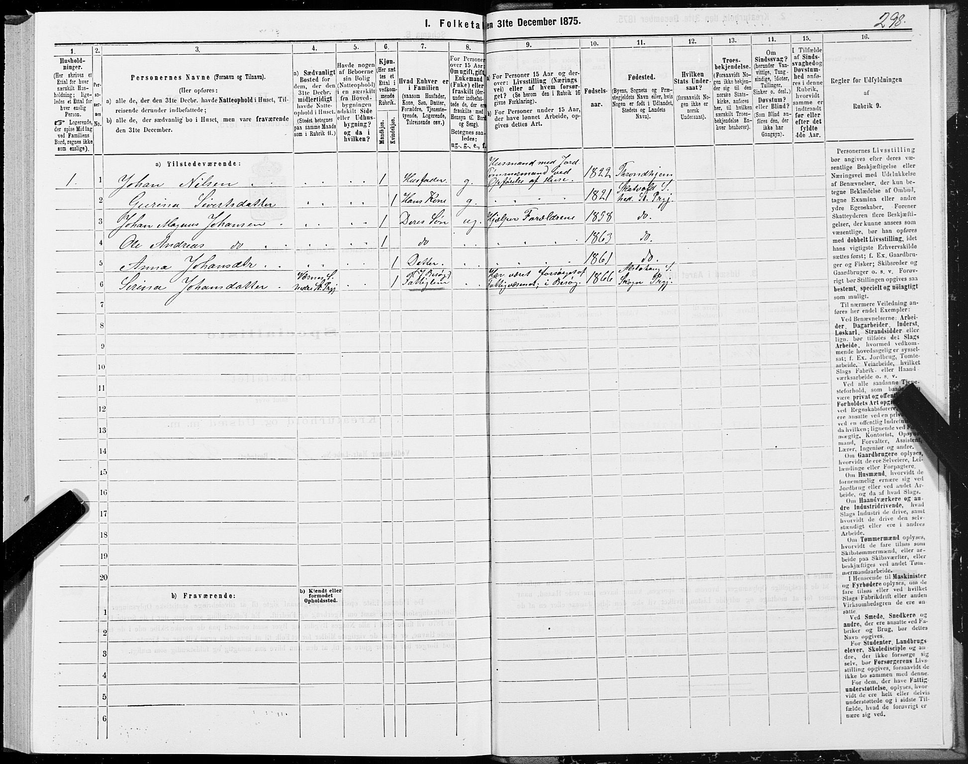SAT, Folketelling 1875 for 1714P Nedre Stjørdal prestegjeld, 1875, s. 1298