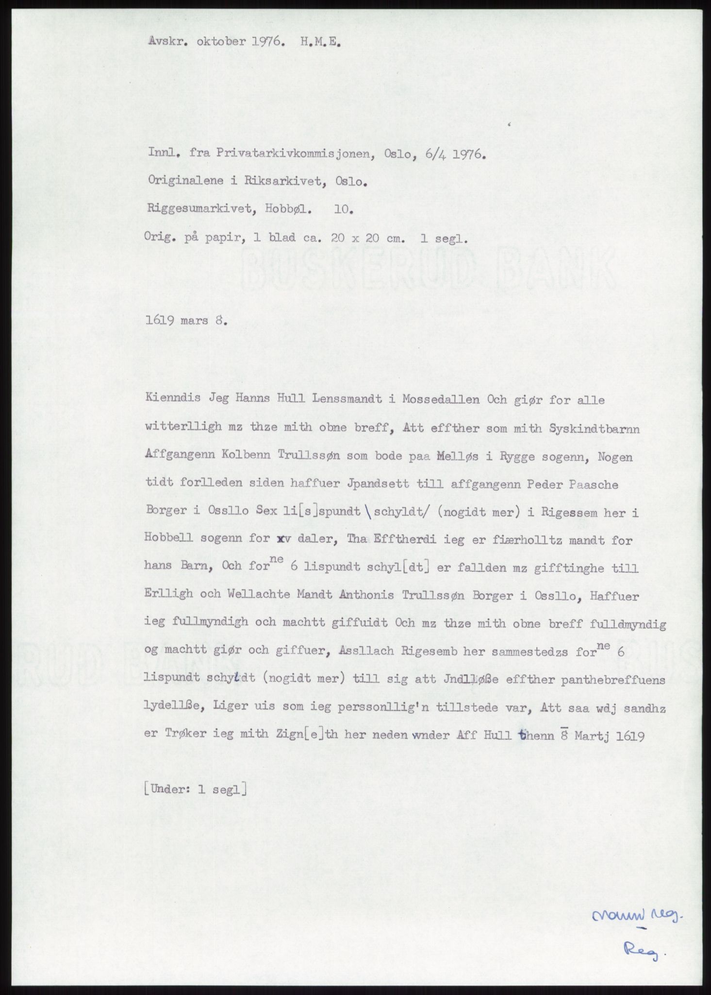 Samlinger til kildeutgivelse, Diplomavskriftsamlingen, AV/RA-EA-4053/H/Ha, s. 864