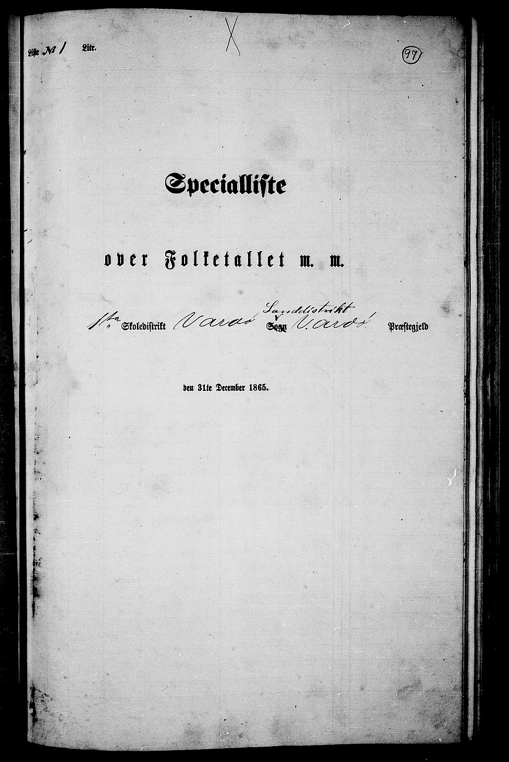RA, Folketelling 1865 for 2028L Vardø prestegjeld, Vardø landsokn, 1865, s. 5
