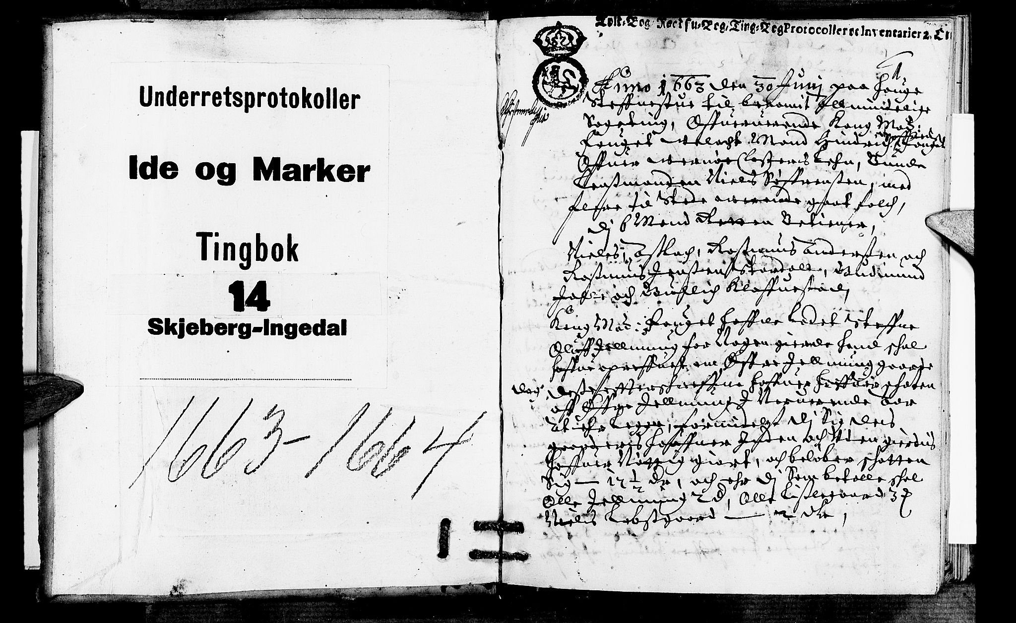 Idd og Marker sorenskriveri, SAO/A-10283/F/Fb/L0003: Tingbok, 1663-1664, s. 0b-1a