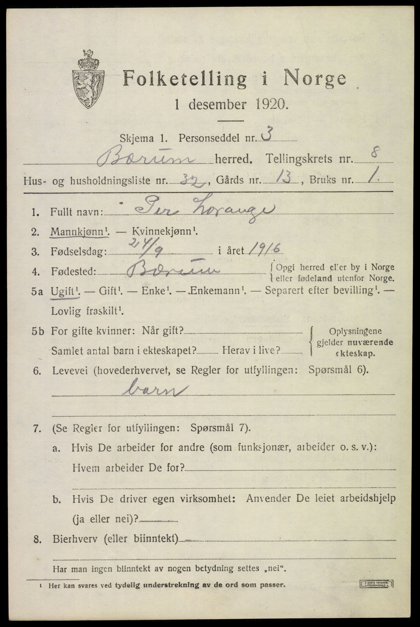 SAO, Folketelling 1920 for 0219 Bærum herred, 1920, s. 18862