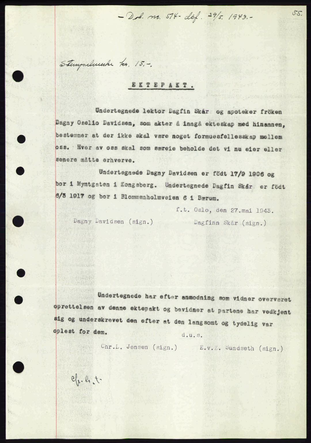 Numedal og Sandsvær sorenskriveri, SAKO/A-128/G/Ga/Gaa/L0055: Pantebok nr. A7, 1943-1944, Dagboknr: 514/1943