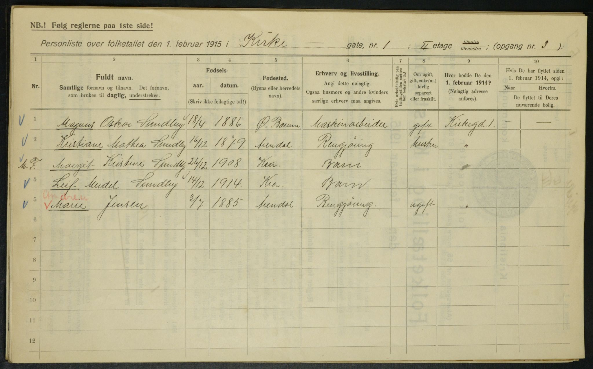 OBA, Kommunal folketelling 1.2.1915 for Kristiania, 1915, s. 49280