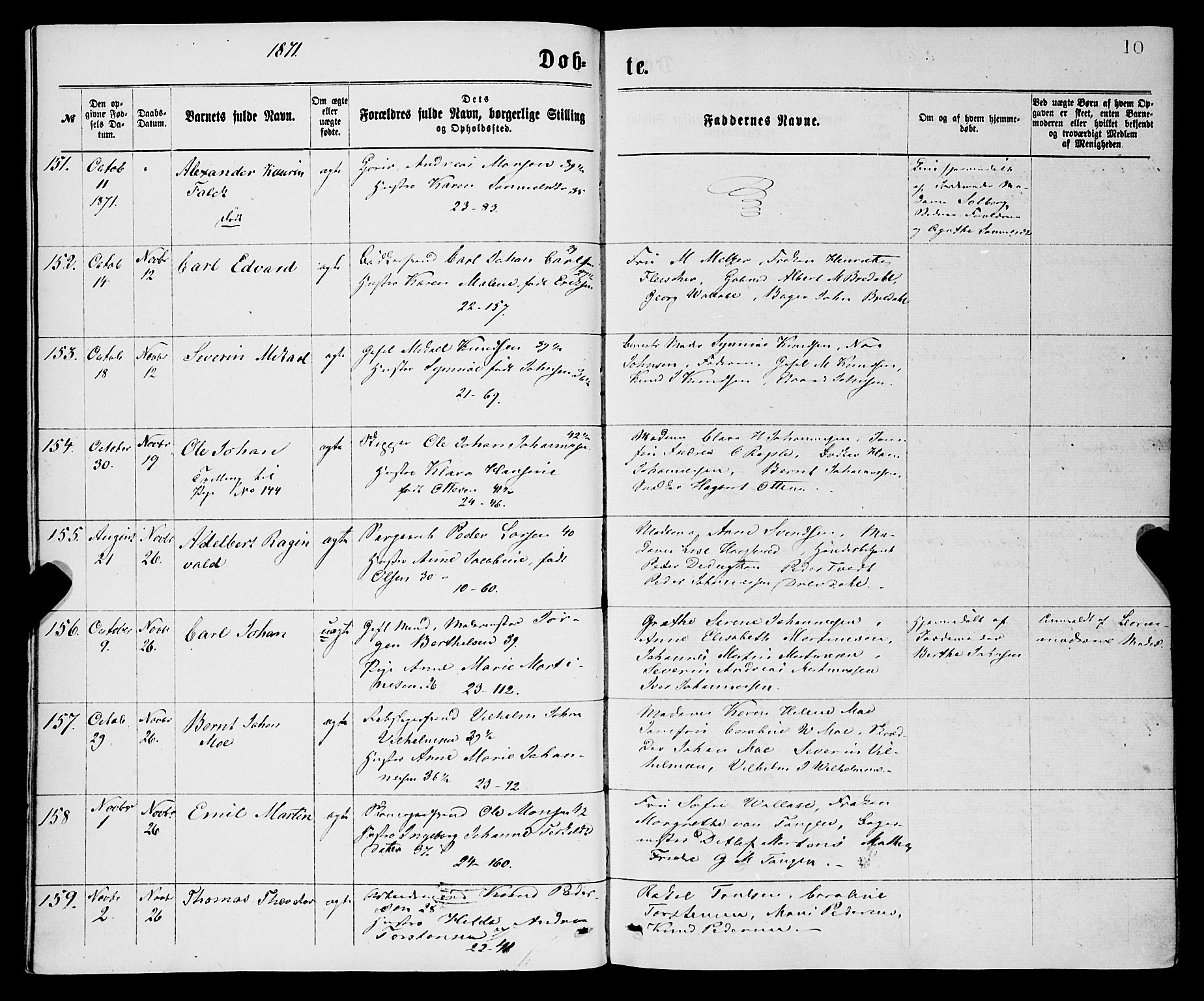 Korskirken sokneprestembete, AV/SAB-A-76101/H/Haa/L0020: Ministerialbok nr. B 6, 1871-1878, s. 10