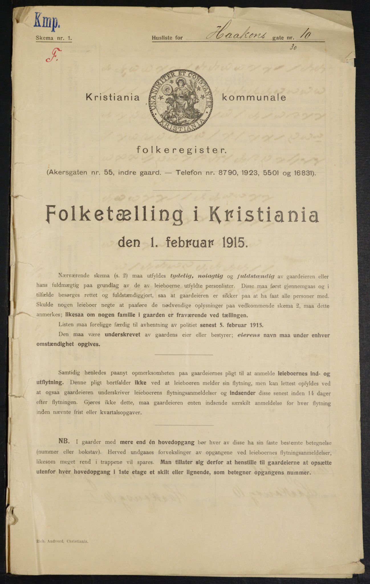 OBA, Kommunal folketelling 1.2.1915 for Kristiania, 1915, s. 42218