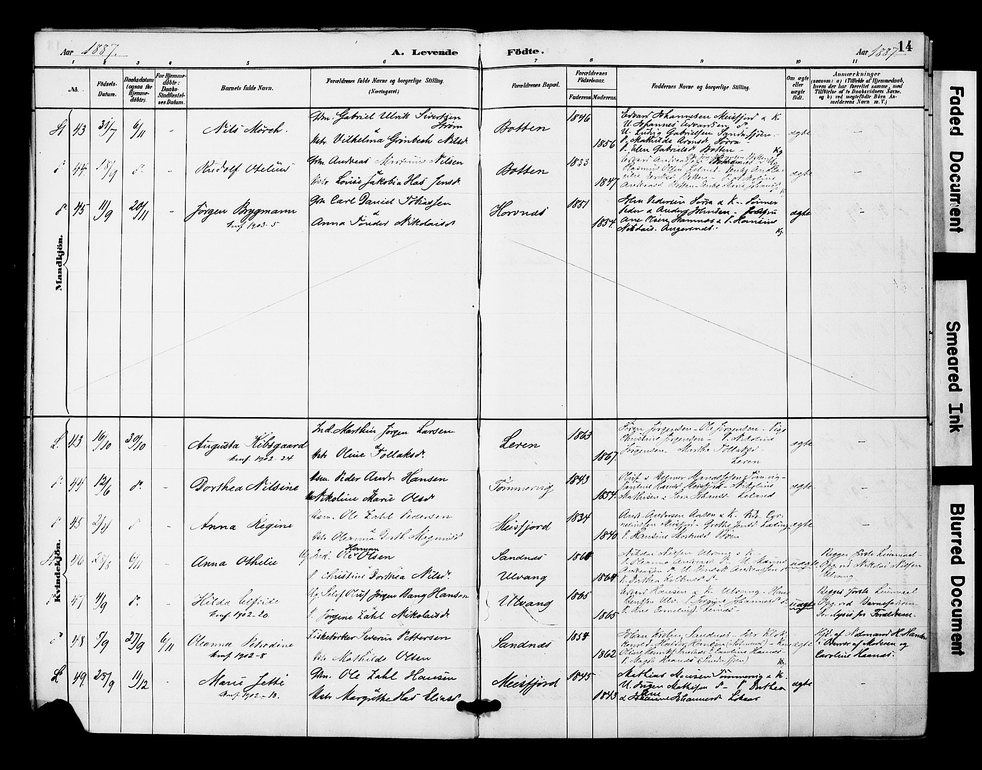 Ministerialprotokoller, klokkerbøker og fødselsregistre - Nordland, AV/SAT-A-1459/831/L0471: Ministerialbok nr. 831A02, 1886-1901, s. 14