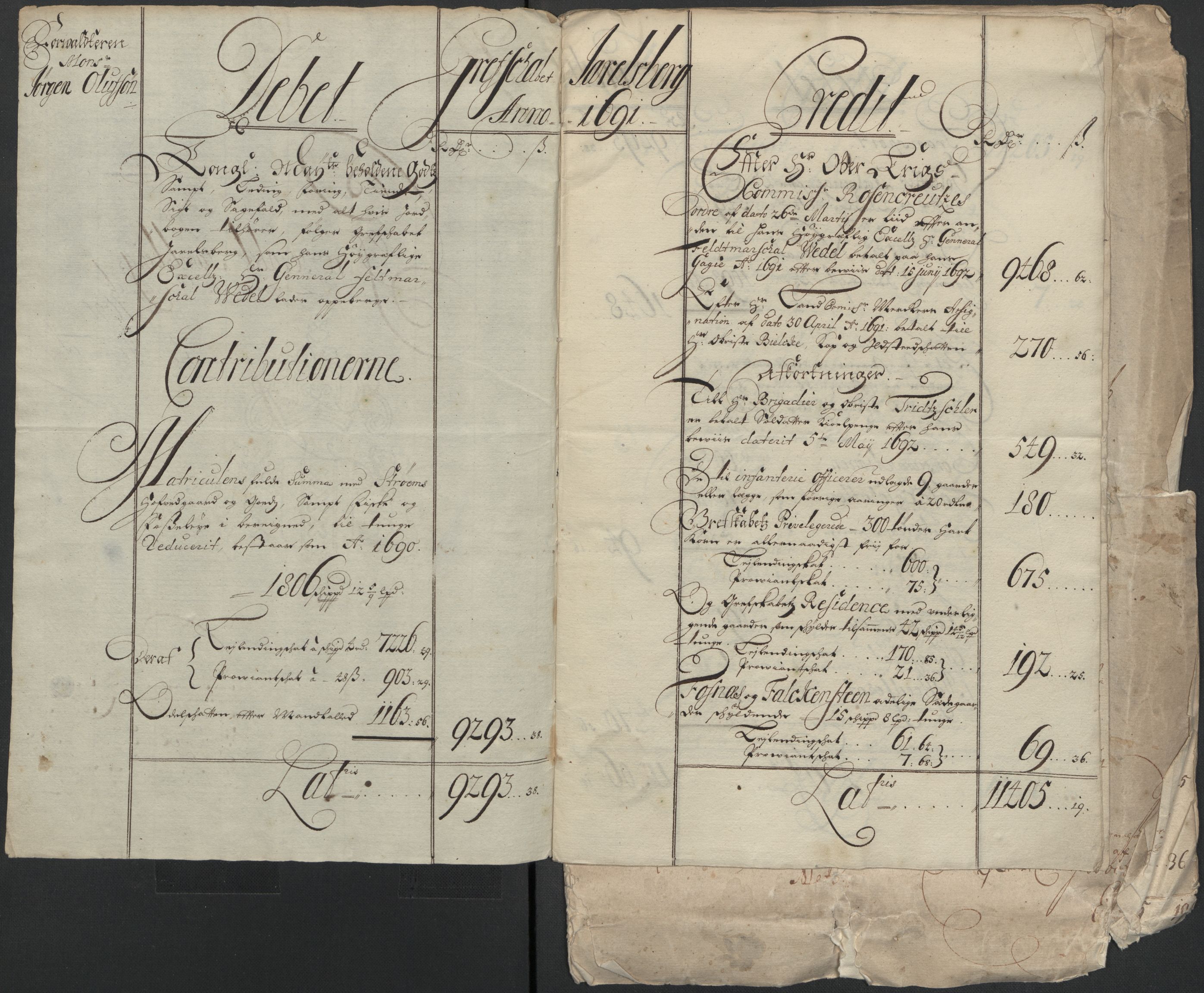 Rentekammeret inntil 1814, Reviderte regnskaper, Fogderegnskap, RA/EA-4092/R32/L1864: Fogderegnskap Jarlsberg grevskap, 1691, s. 15