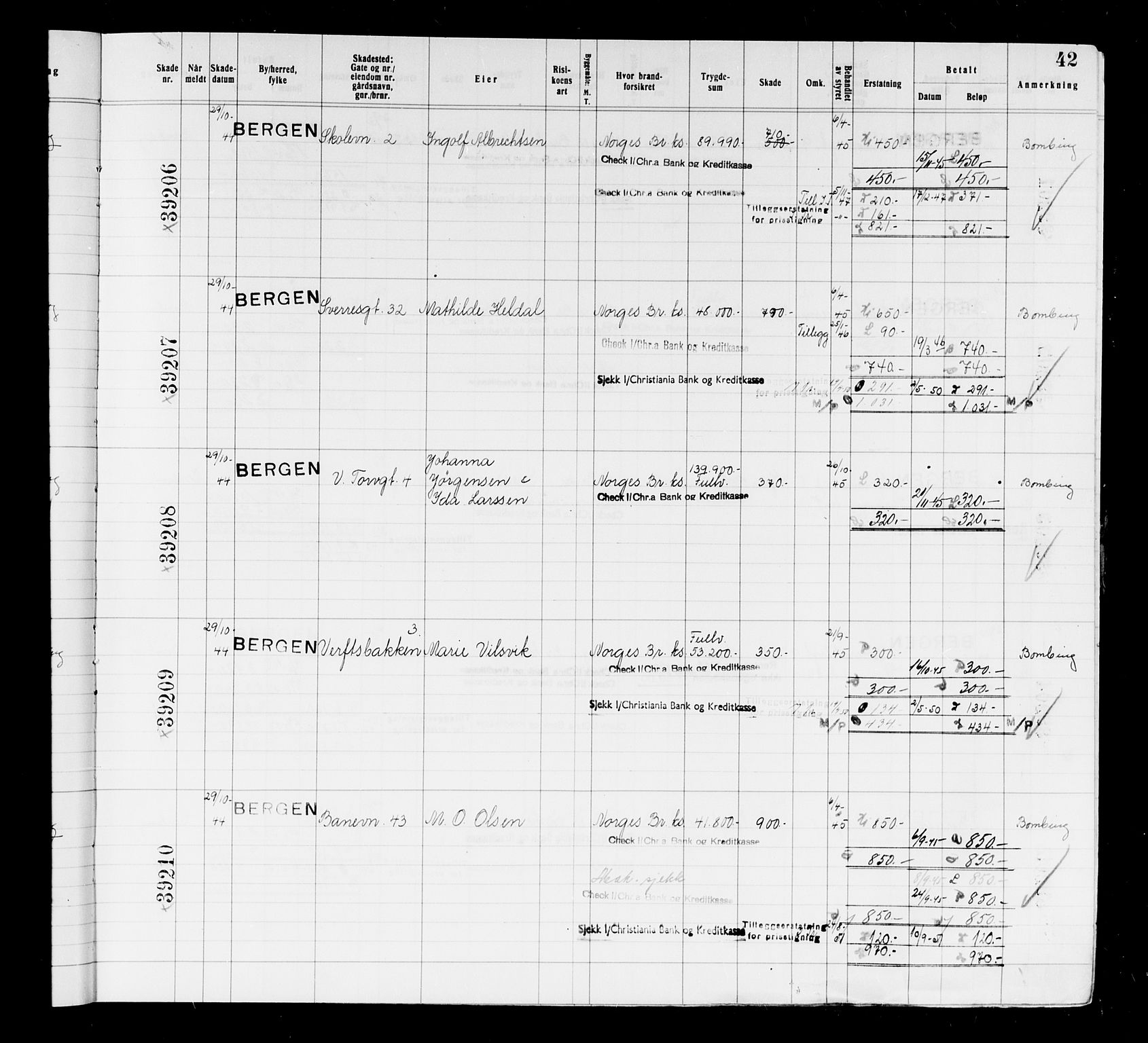 Krigsskadetrygdene for bygninger og løsøre, AV/RA-S-1548/V/L0037: Bygning, branntrygdet., 1940-1945, s. 42