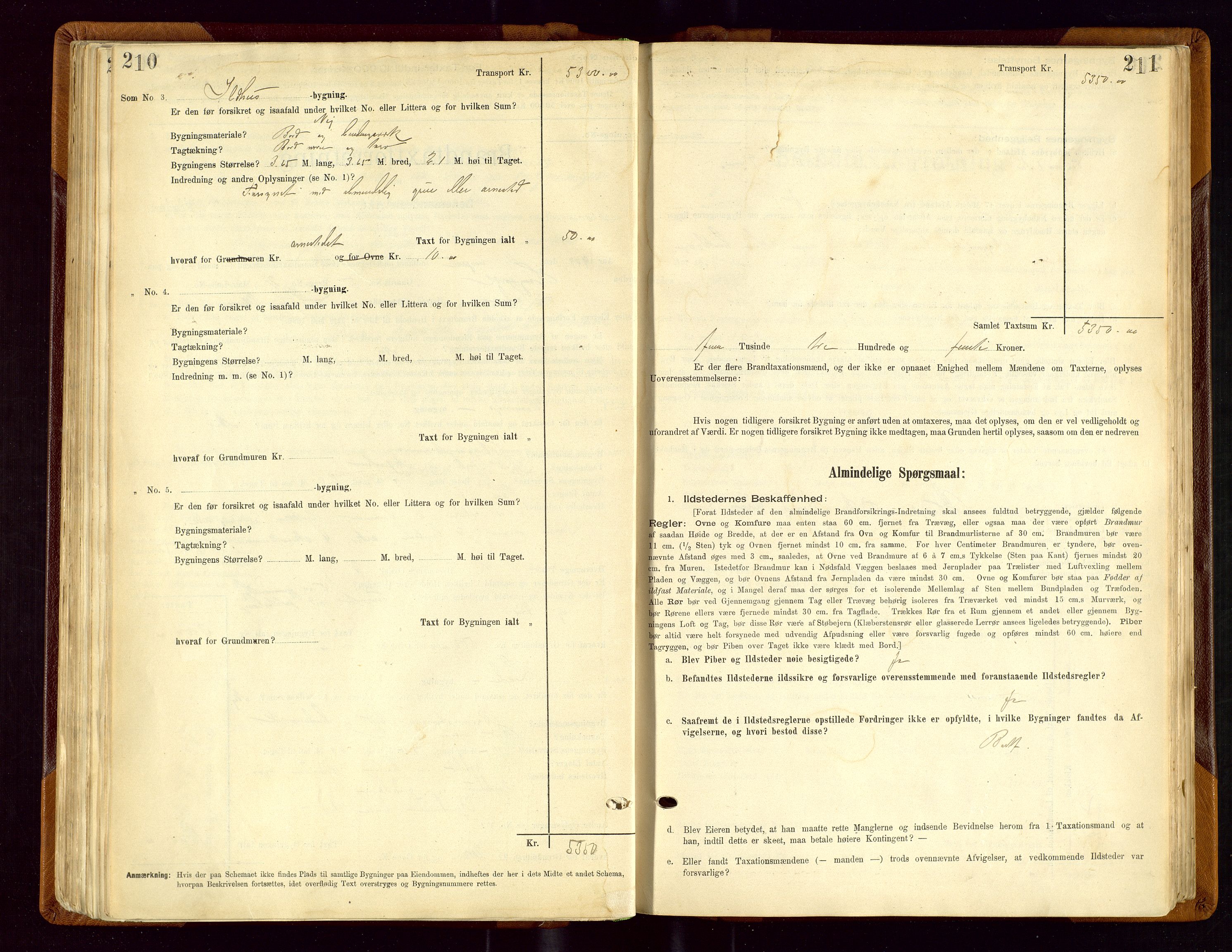 Sauda lensmannskontor, AV/SAST-A-100177/Gob/L0001: Branntakstprotokoll - skjematakst, 1894-1914, s. 210-211