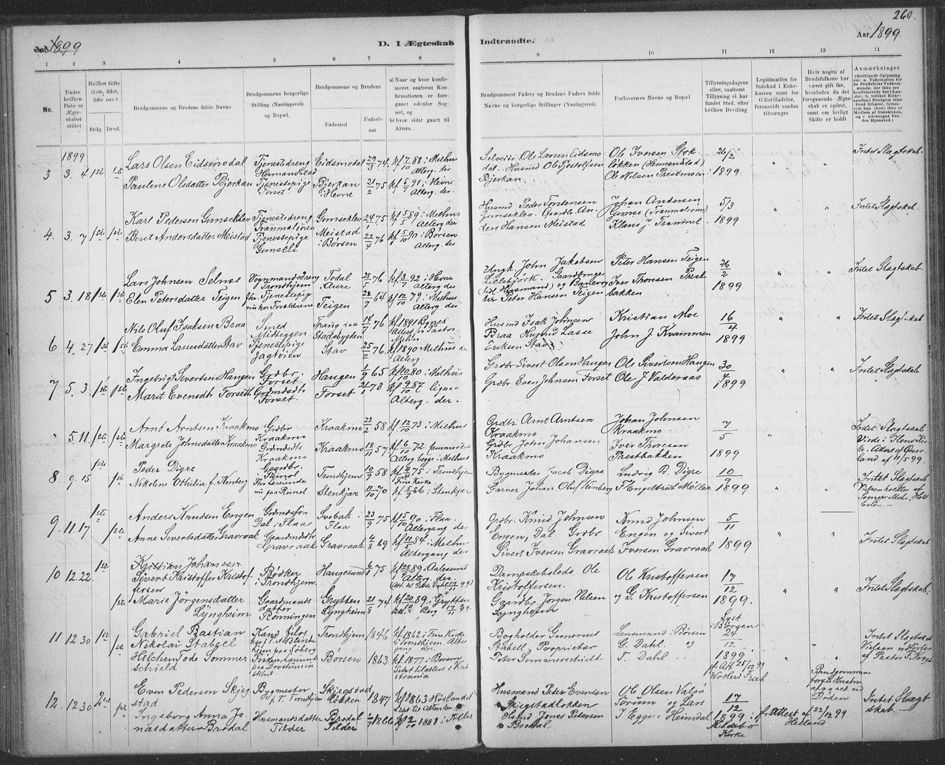 Ministerialprotokoller, klokkerbøker og fødselsregistre - Sør-Trøndelag, SAT/A-1456/691/L1085: Ministerialbok nr. 691A17, 1887-1908, s. 260