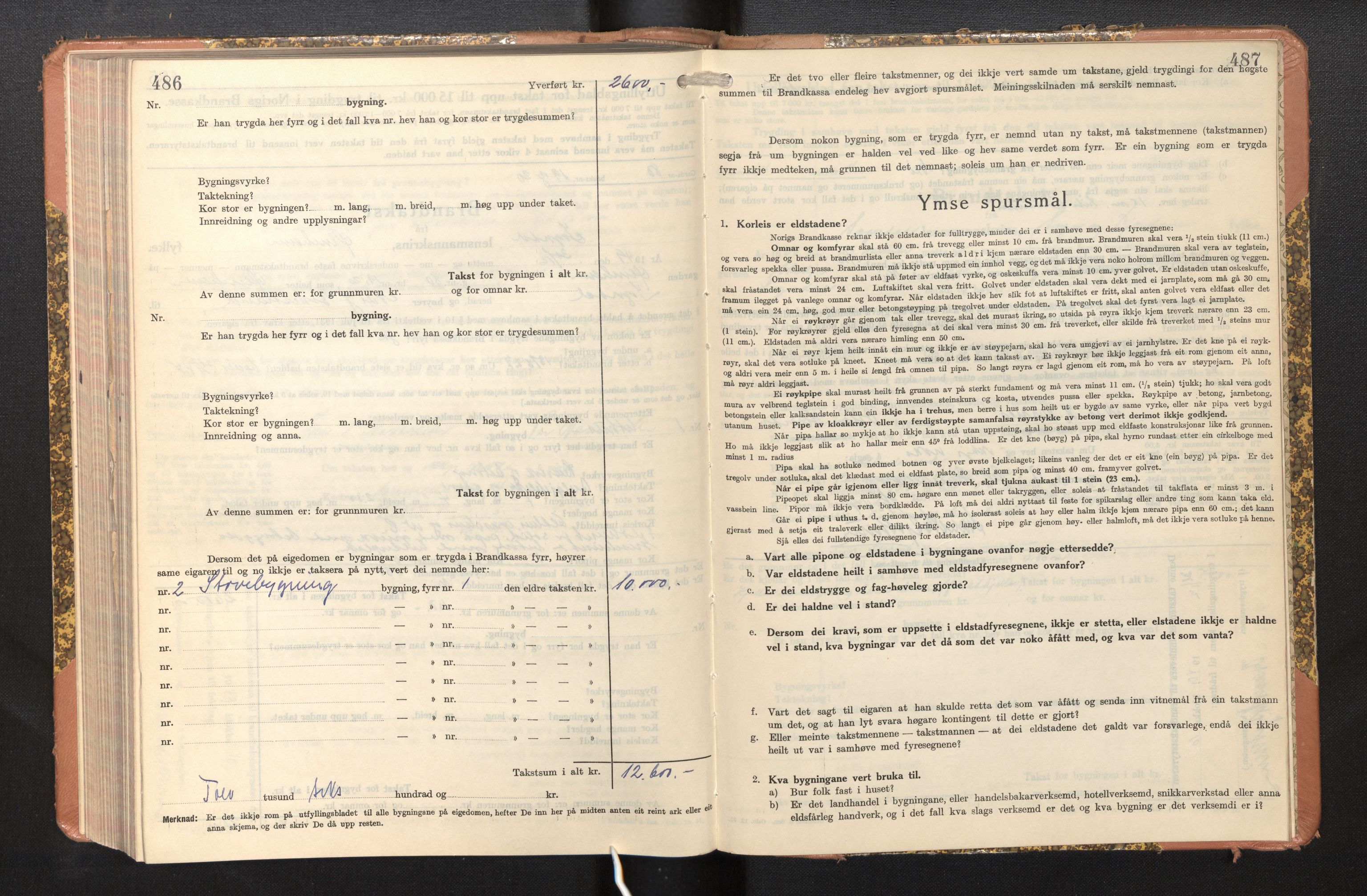 Lensmannen i Sogndal, SAB/A-29901/0012/L0014: Branntakstprotokoll, skjematakst, 1938-1950, s. 486-487