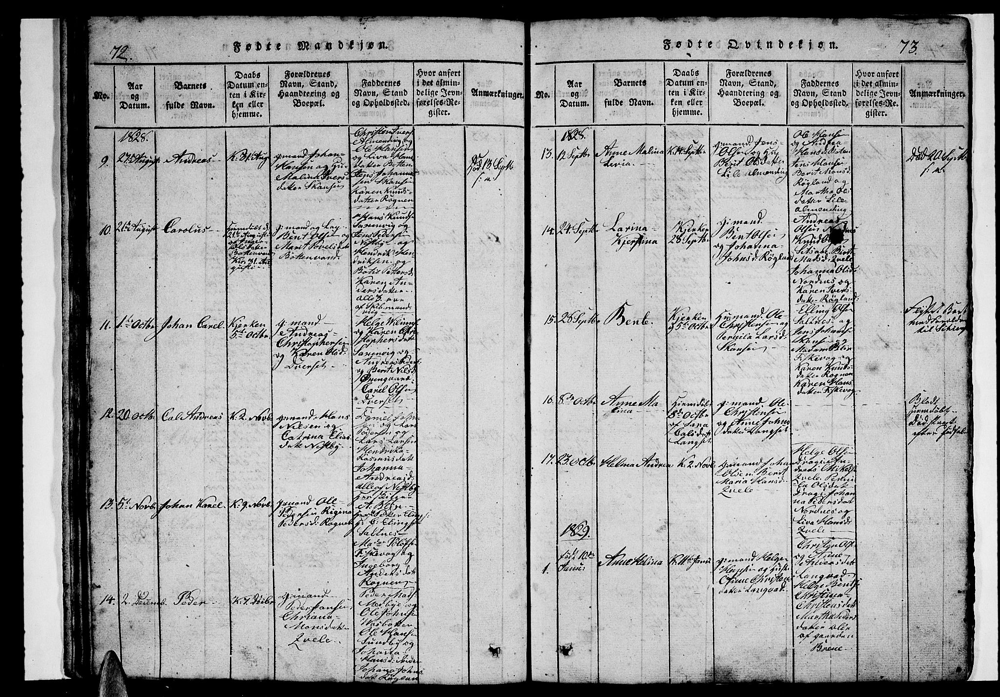 Ministerialprotokoller, klokkerbøker og fødselsregistre - Nordland, SAT/A-1459/847/L0676: Klokkerbok nr. 847C04, 1821-1853, s. 72-73
