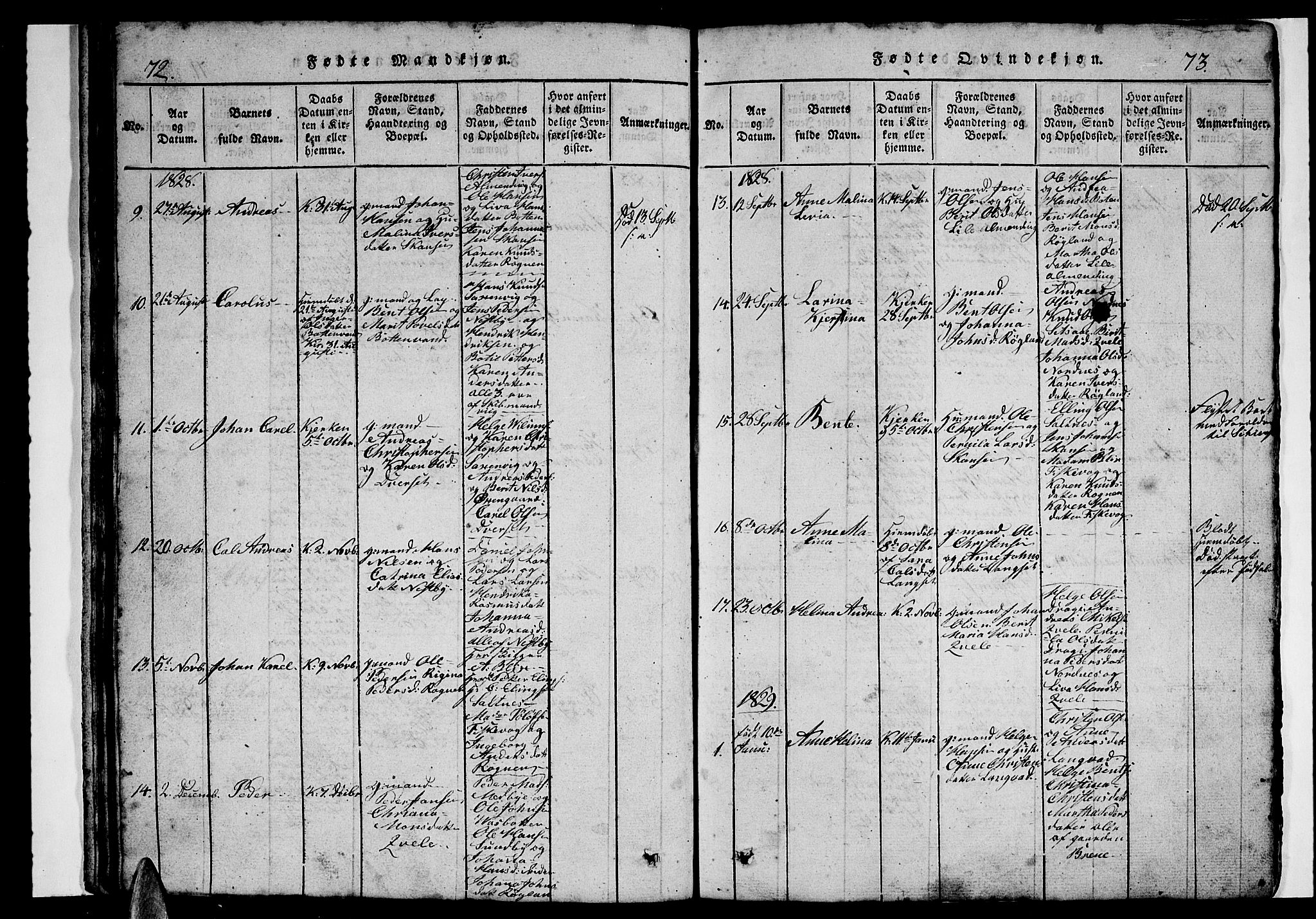 Ministerialprotokoller, klokkerbøker og fødselsregistre - Nordland, AV/SAT-A-1459/847/L0676: Klokkerbok nr. 847C04, 1821-1853, s. 72-73