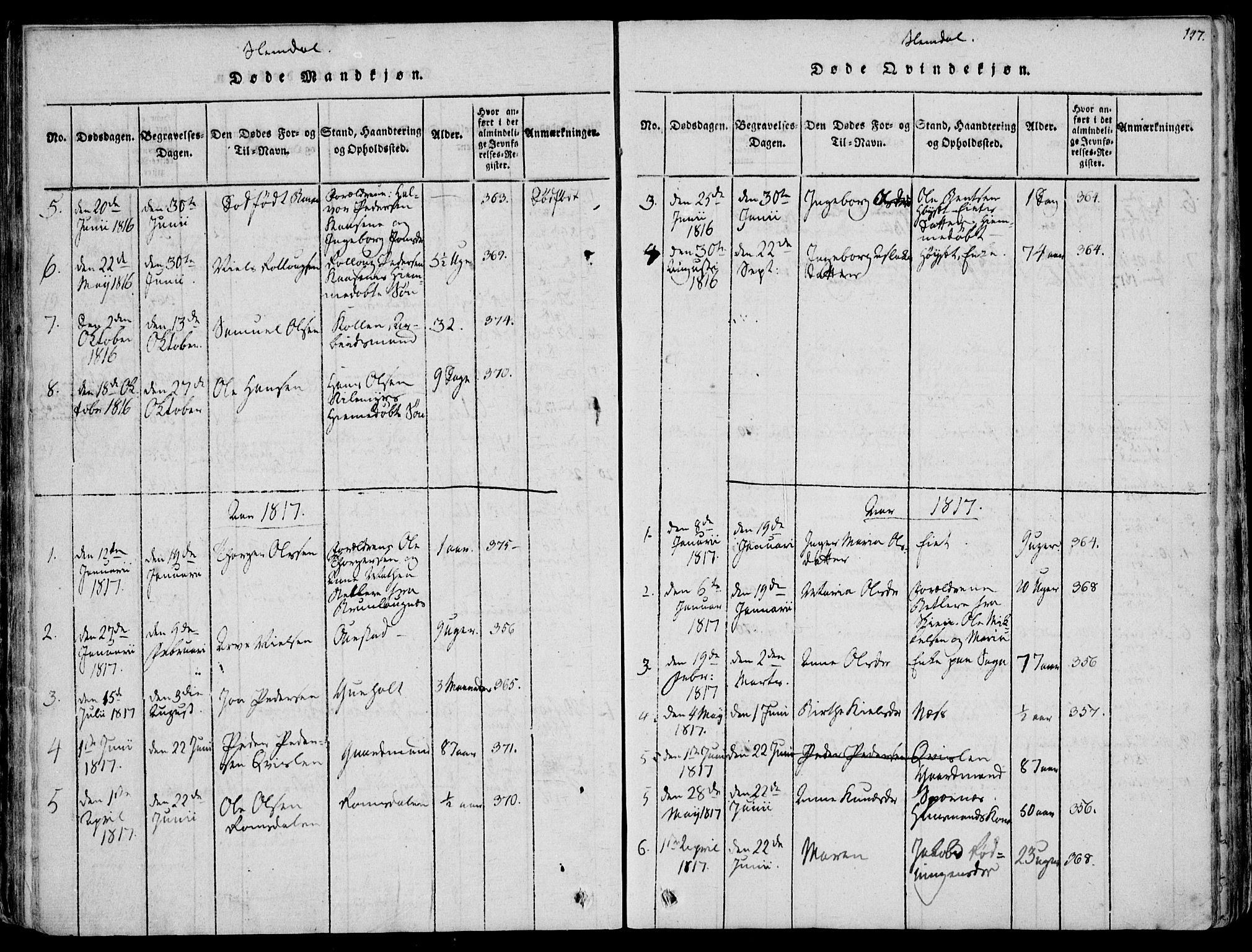 Eidanger kirkebøker, AV/SAKO-A-261/F/Fa/L0007: Ministerialbok nr. 7, 1814-1831, s. 147