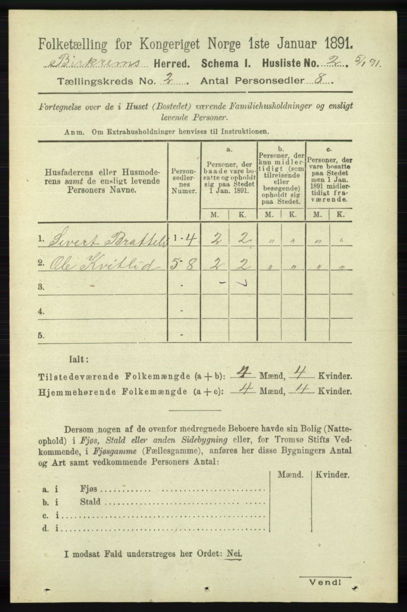 RA, Folketelling 1891 for 1114 Bjerkreim herred, 1891, s. 522