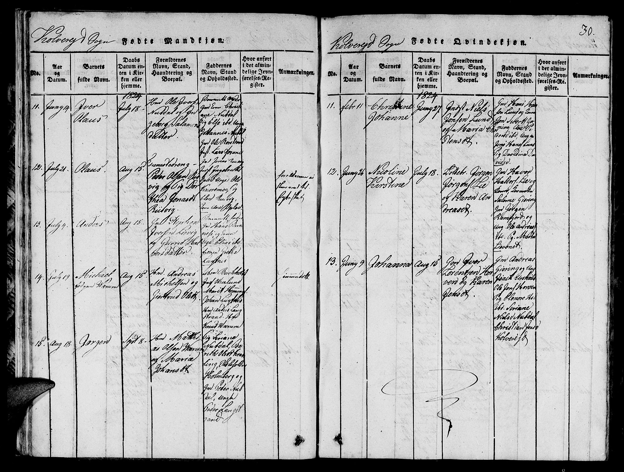 Ministerialprotokoller, klokkerbøker og fødselsregistre - Nord-Trøndelag, SAT/A-1458/780/L0648: Klokkerbok nr. 780C01 /1, 1815-1870, s. 30