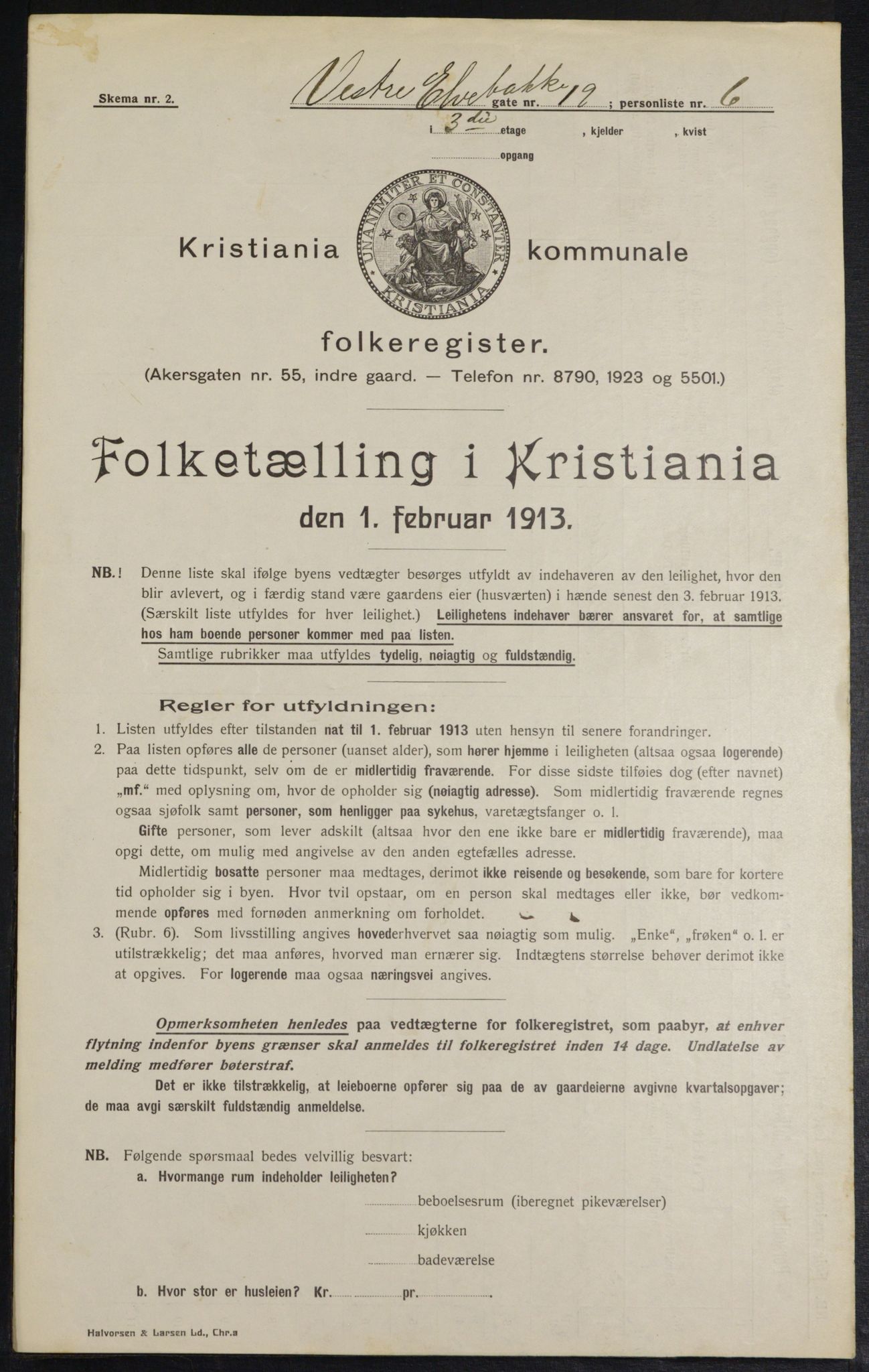 OBA, Kommunal folketelling 1.2.1913 for Kristiania, 1913, s. 122428