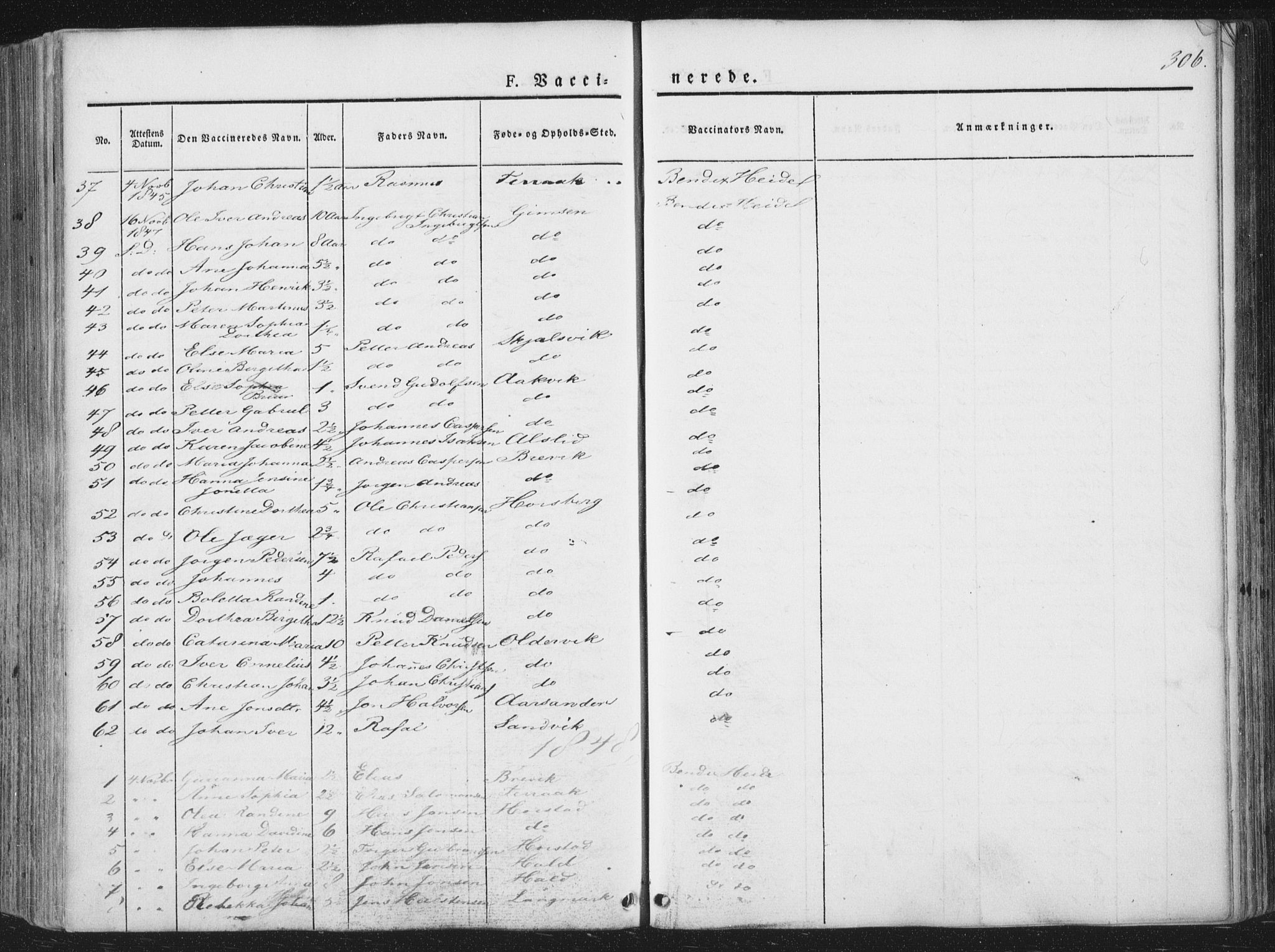 Ministerialprotokoller, klokkerbøker og fødselsregistre - Nordland, SAT/A-1459/810/L0144: Ministerialbok nr. 810A07 /1, 1841-1862, s. 306