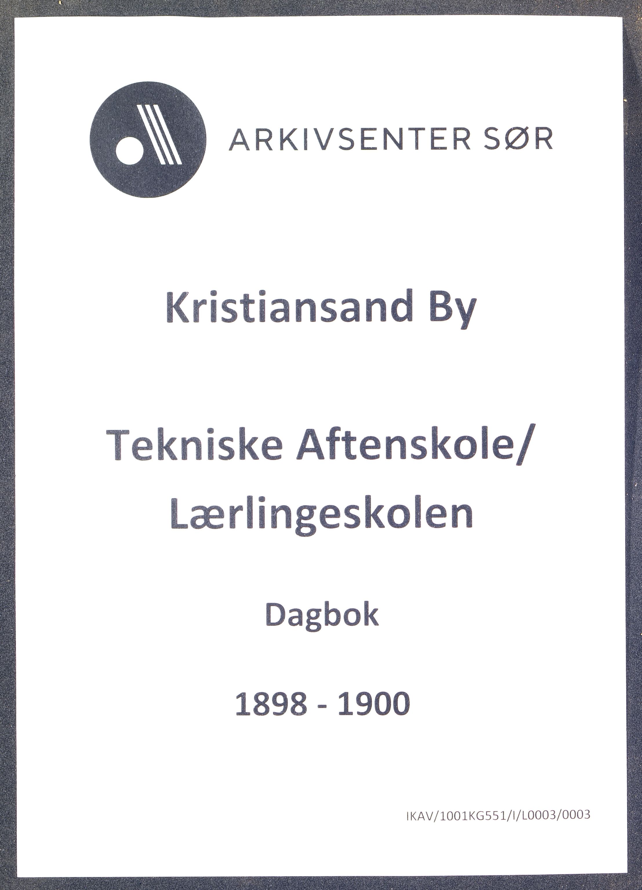 Kristiansand By - Kristiansand Tekniske Aftenskole/Lærlingeskolen, IKAV/1001KG551/I/L0003/0003: Dagbøker / Dagbok, 1898-1900