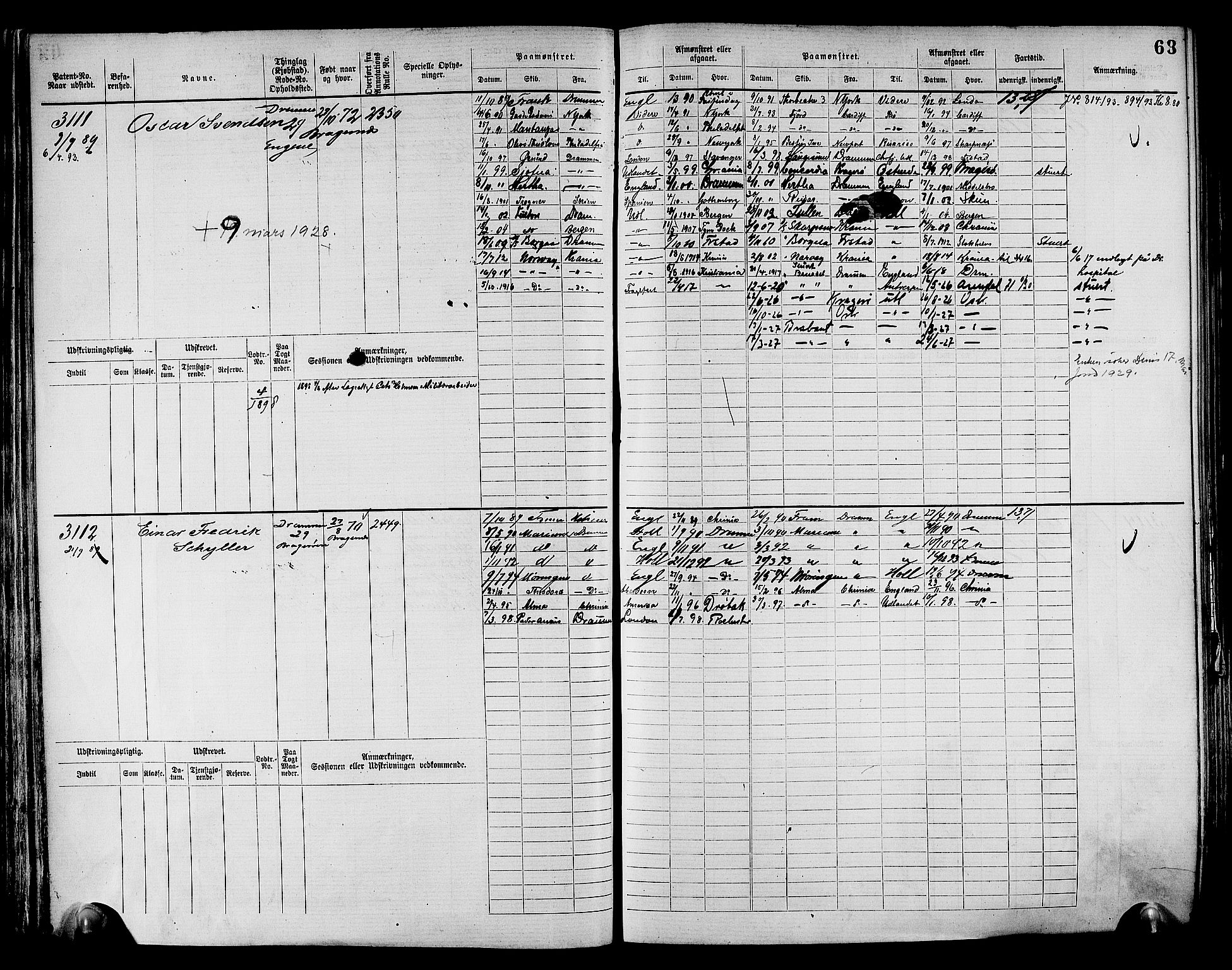 Drammen innrulleringsdistrikt, AV/SAKO-A-781/F/Fc/L0004: Hovedrulle, 1885, s. 72