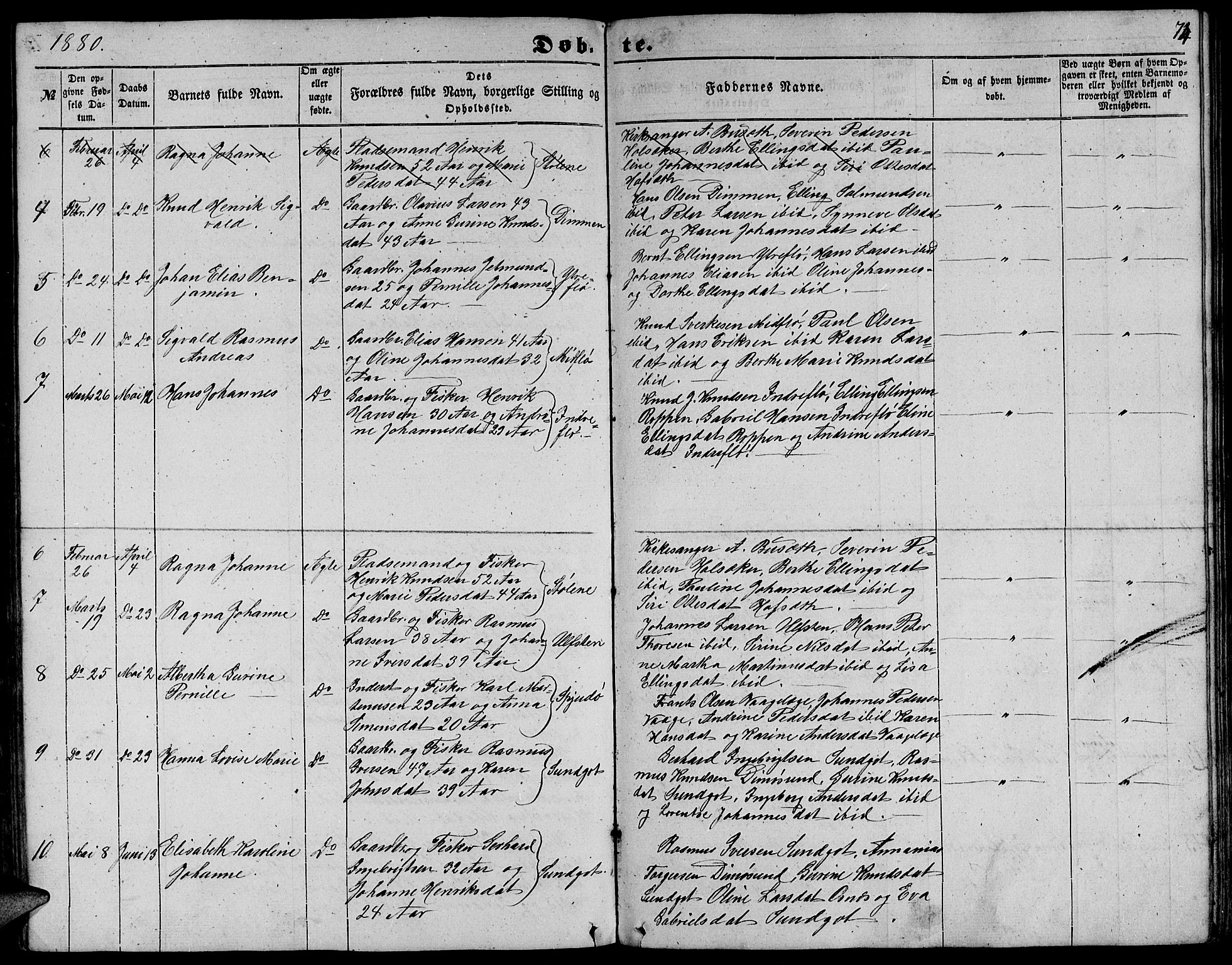 Ministerialprotokoller, klokkerbøker og fødselsregistre - Møre og Romsdal, AV/SAT-A-1454/509/L0111: Klokkerbok nr. 509C01, 1854-1882, s. 74