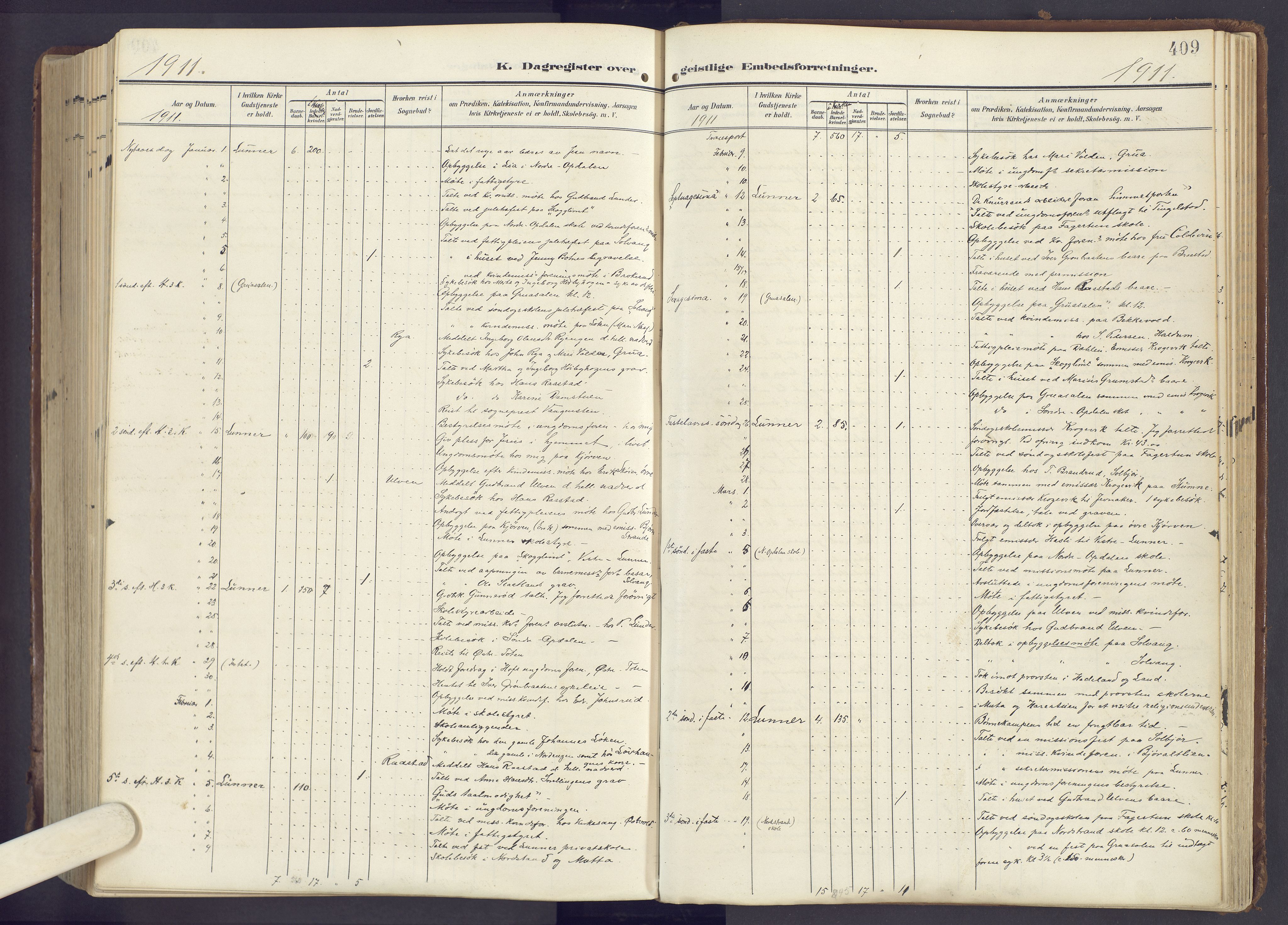 Lunner prestekontor, AV/SAH-PREST-118/H/Ha/Haa/L0001: Ministerialbok nr. 1, 1907-1922, s. 409