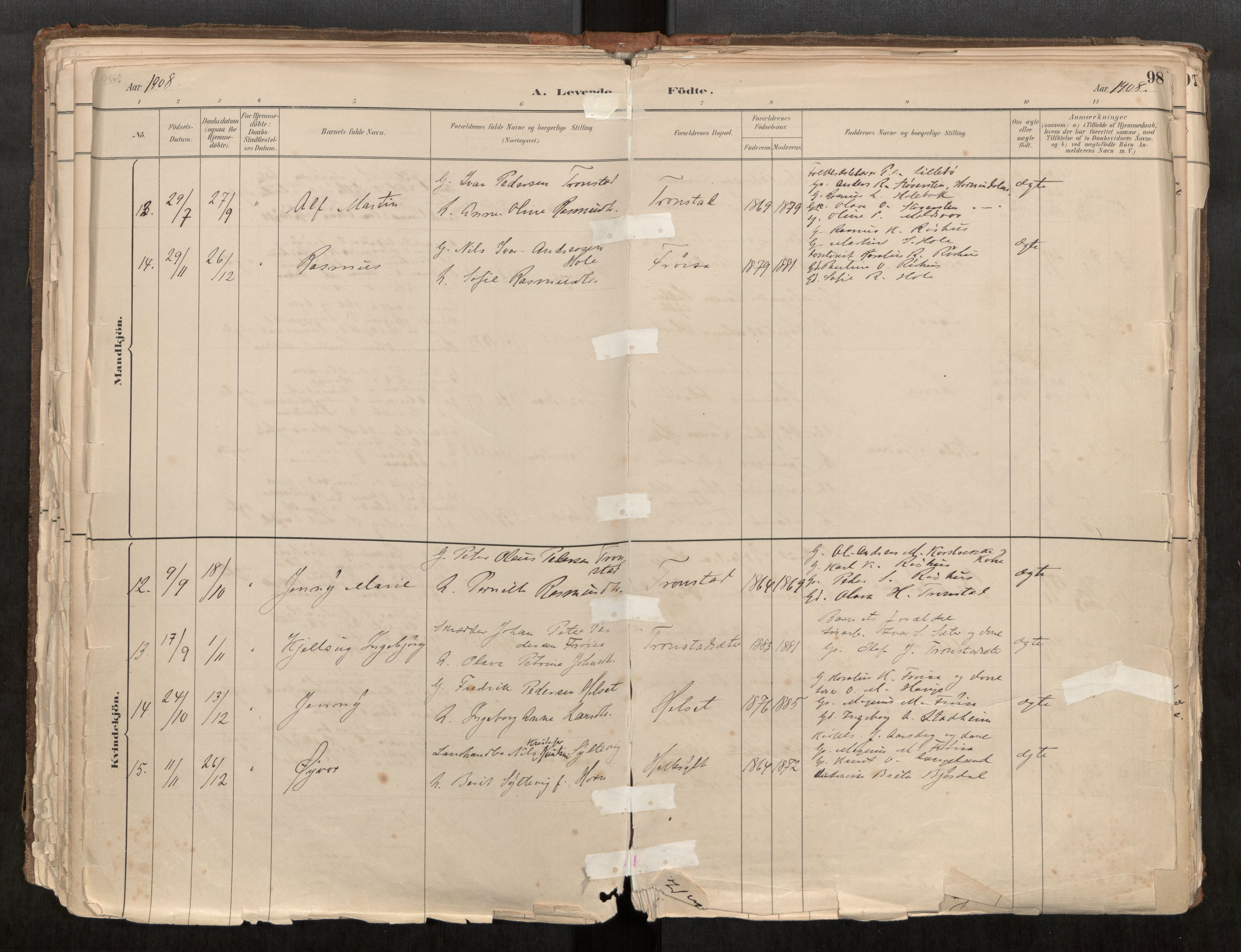 Sunnylven sokneprestkontor, AV/SAT-A-1007/H/Ha/Haa/L0002: Ministerialbok nr. 517A09, 1882-1939, s. 98