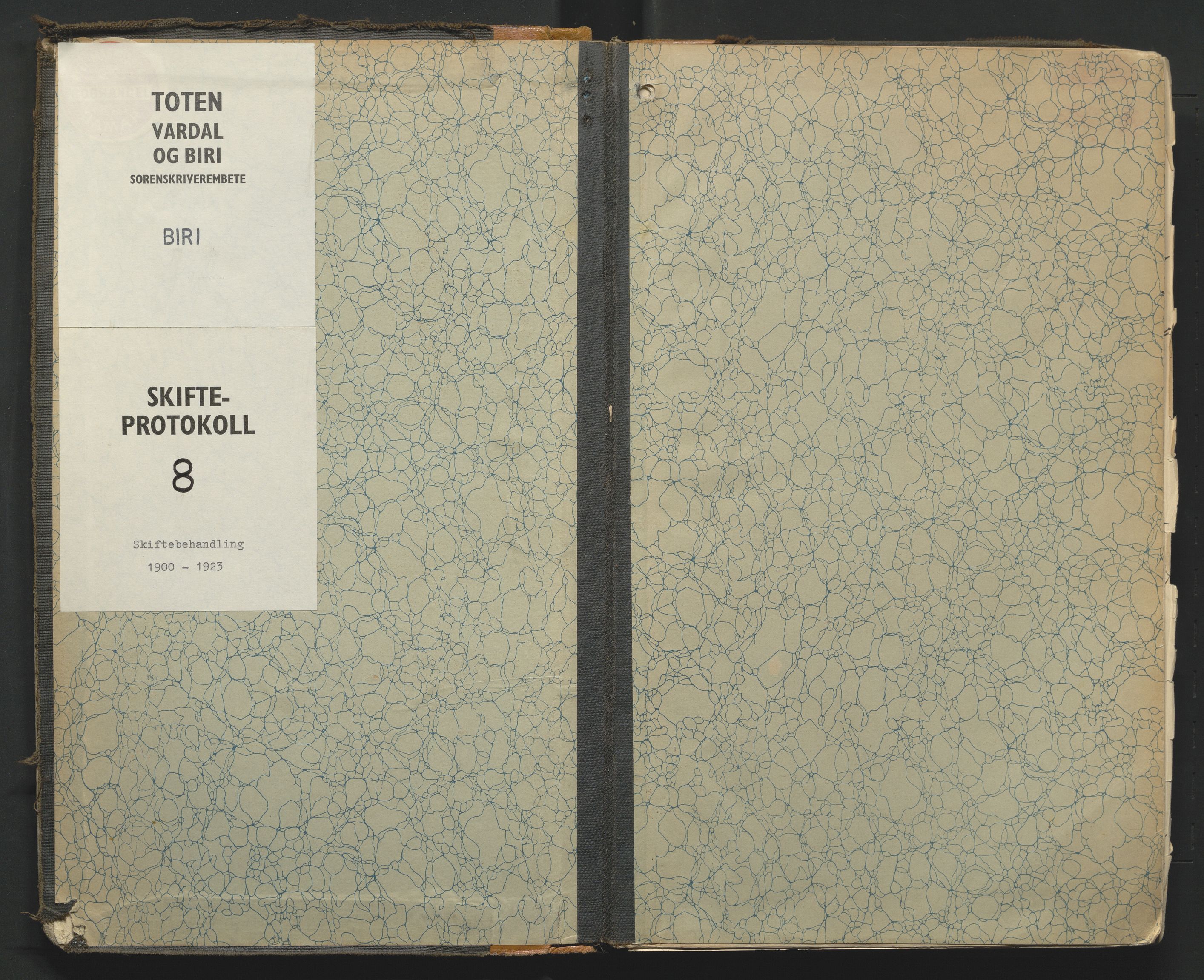 Toten tingrett, SAH/TING-006/J/Jb/L0008: Skiftebehandlingsprotokoll - Biri, 1900-1923